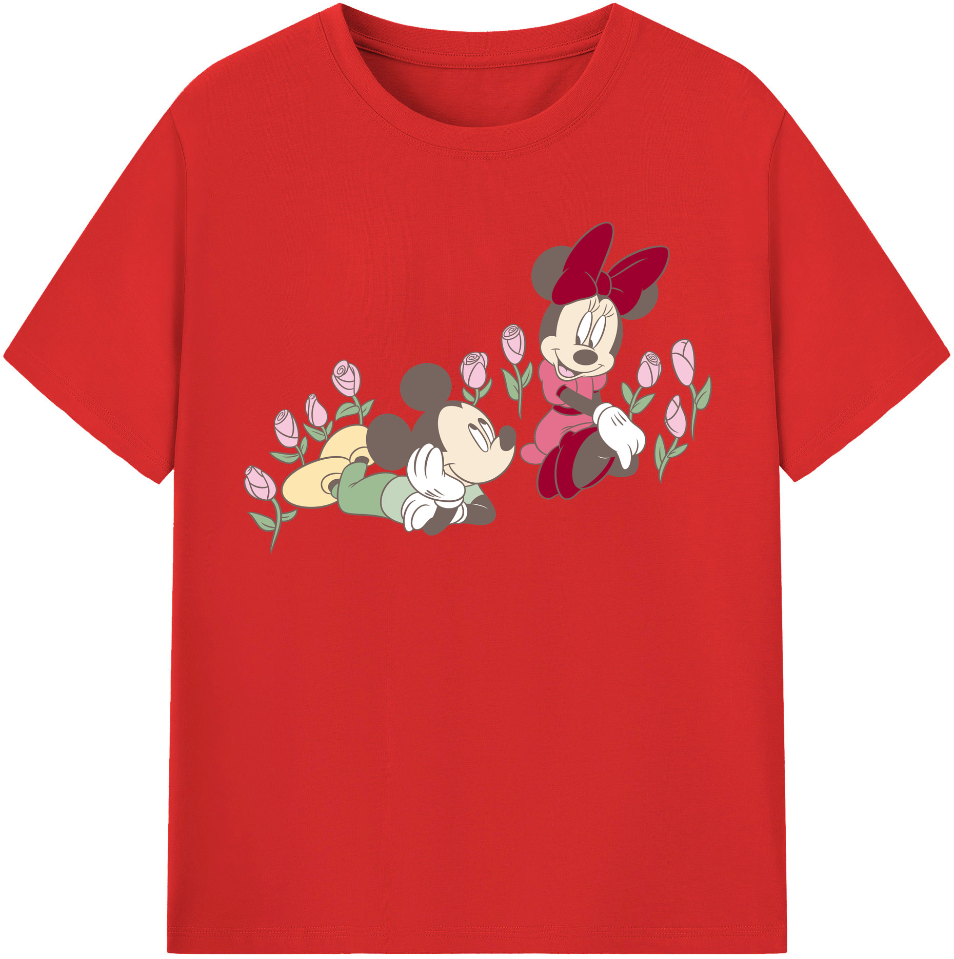 （画像用） ミッキーマウス Mickey Mouse レディースカジュアルプリントTシャツ（綿100％）