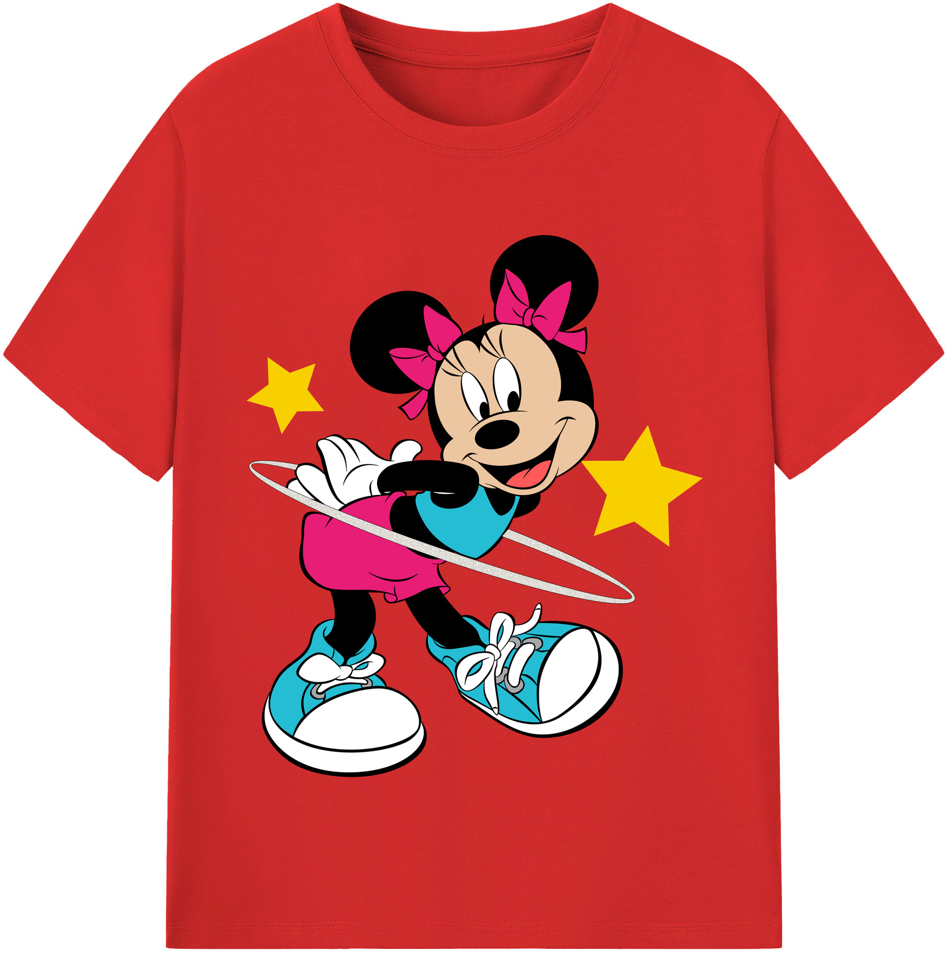 （画像用） ミッキーマウス Mickey Mouse レディースカジュアルプリントTシャツ（綿100％）