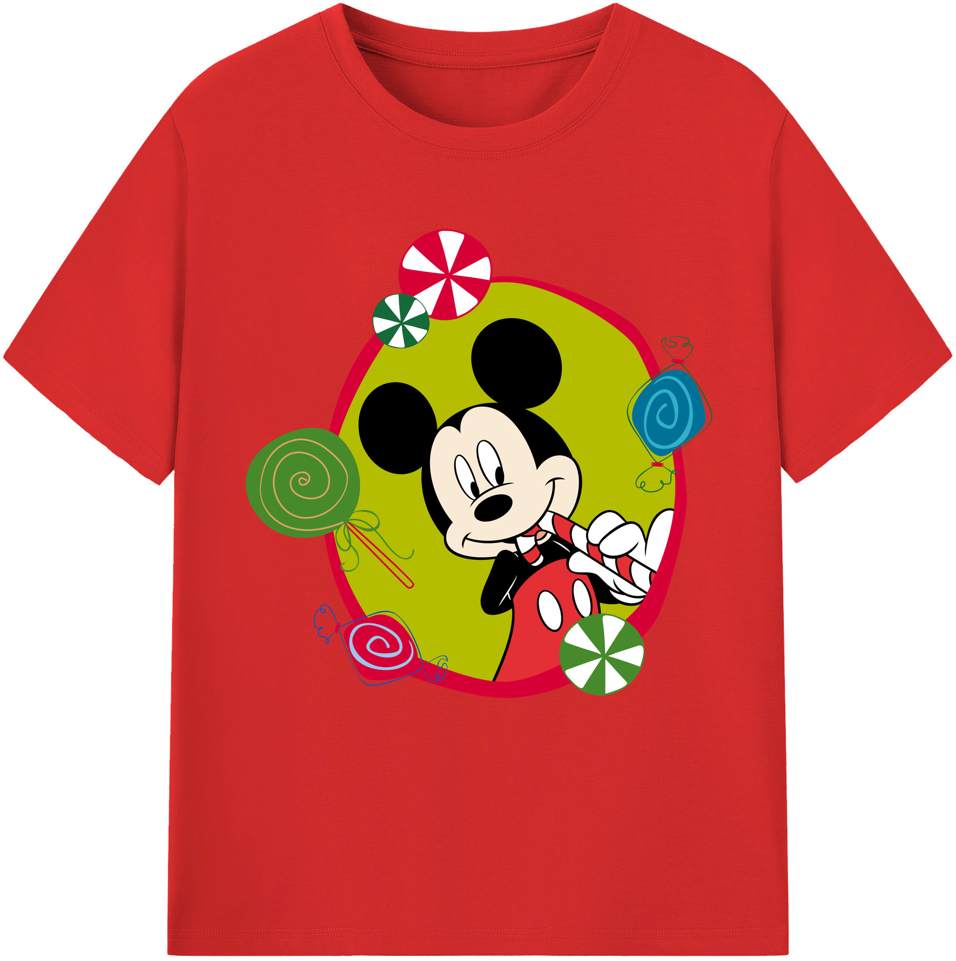（画像用） ミッキーマウス Mickey Mouse レディースカジュアルプリントTシャツ（綿100％）