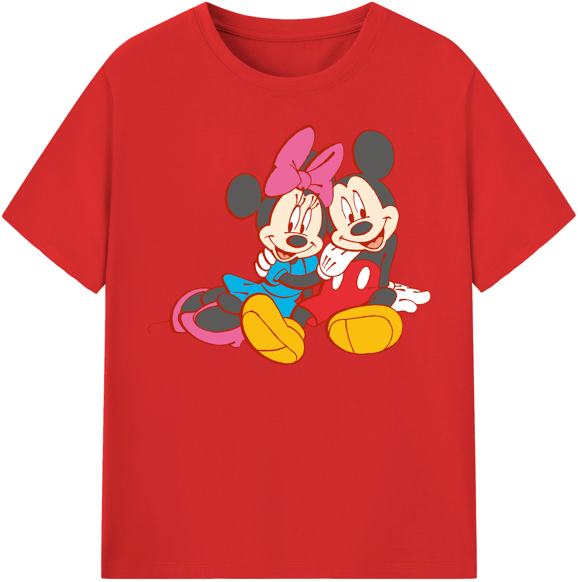 （画像用） ミッキーマウス Mickey Mouse レディースカジュアルプリントTシャツ（綿100％）