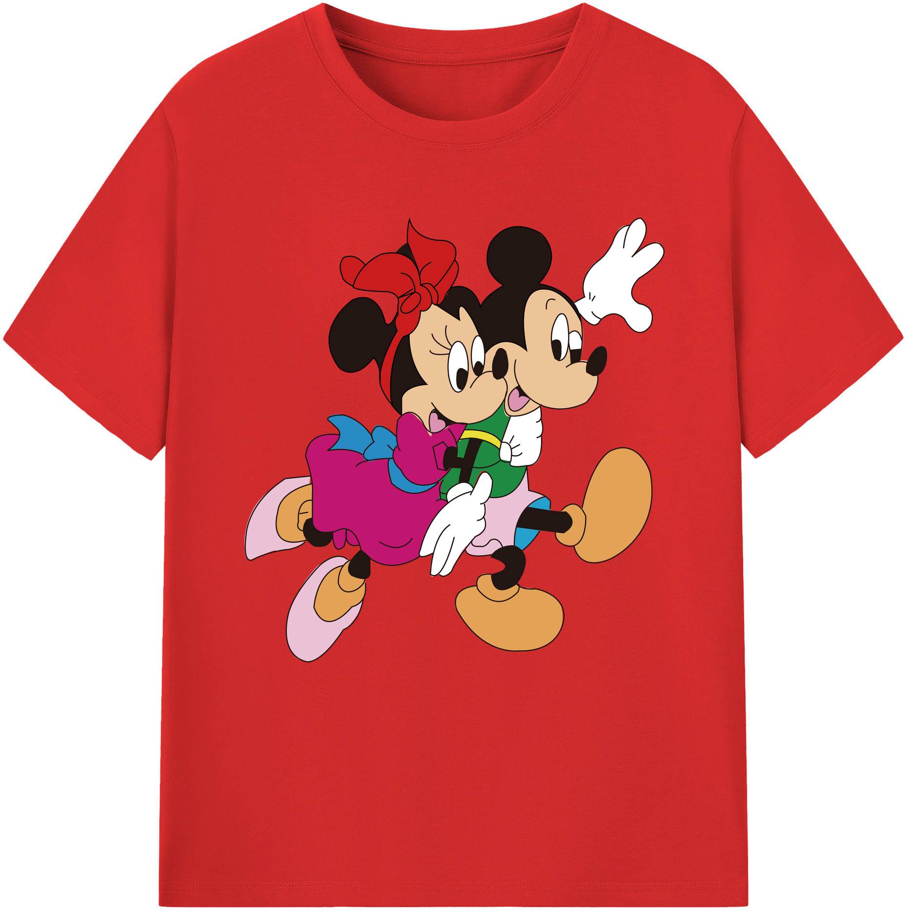 （画像用） ミッキーマウス Mickey Mouse レディースカジュアルプリントTシャツ（綿100％）