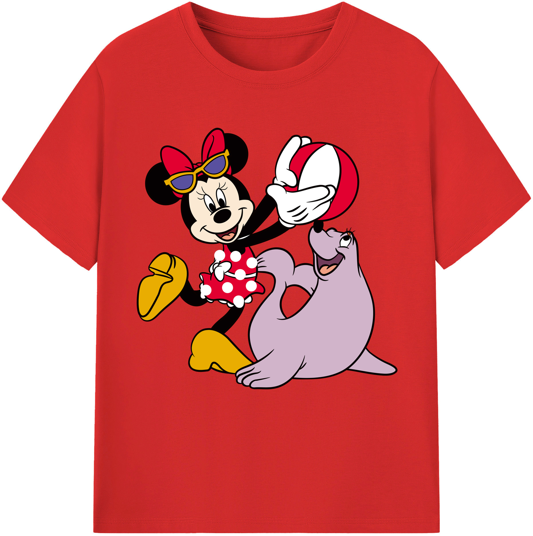 （画像用） ミッキーマウス Mickey Mouse レディースカジュアルプリントTシャツ（綿100％）