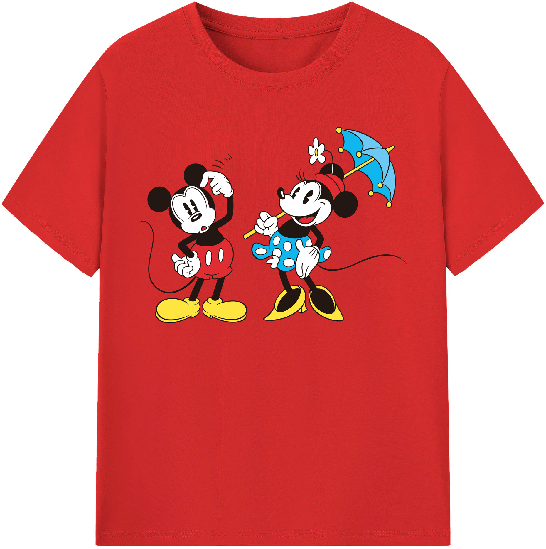（画像用） ミッキーマウス Mickey Mouse レディースカジュアルプリントTシャツ（綿100％）
