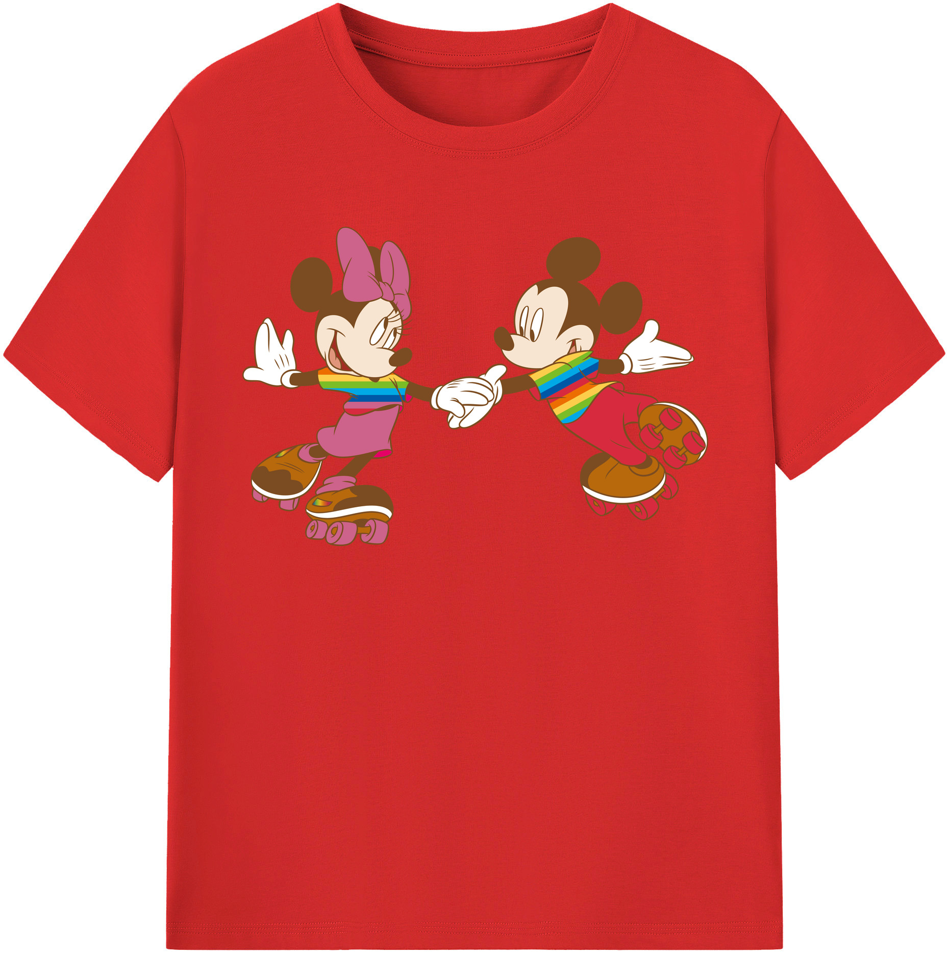 （画像用） ミッキーマウス Mickey Mouse レディースカジュアルプリントTシャツ（綿100％）