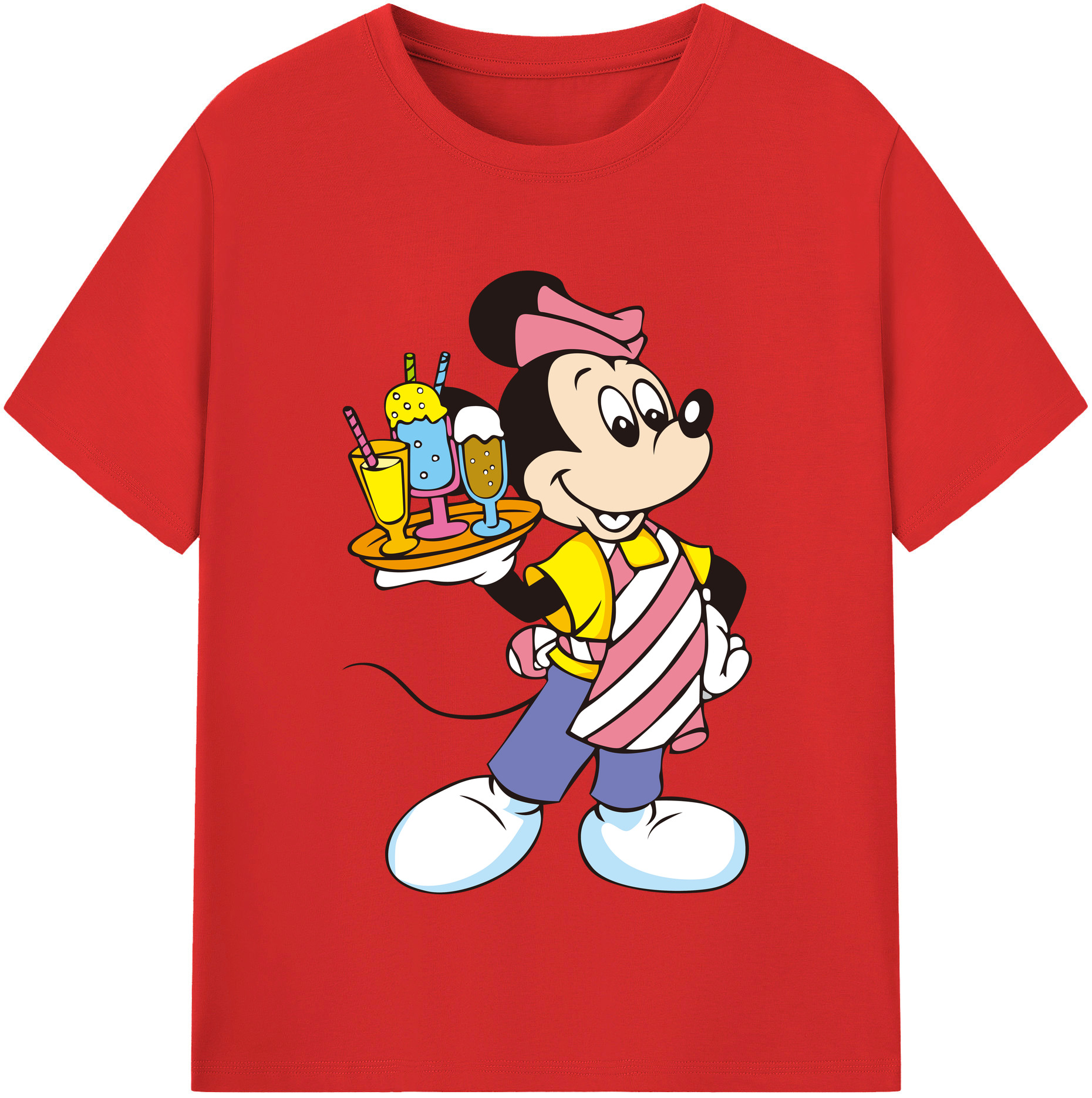 （画像用） ミッキーマウス Mickey Mouse レディースカジュアルプリントTシャツ（綿100％）