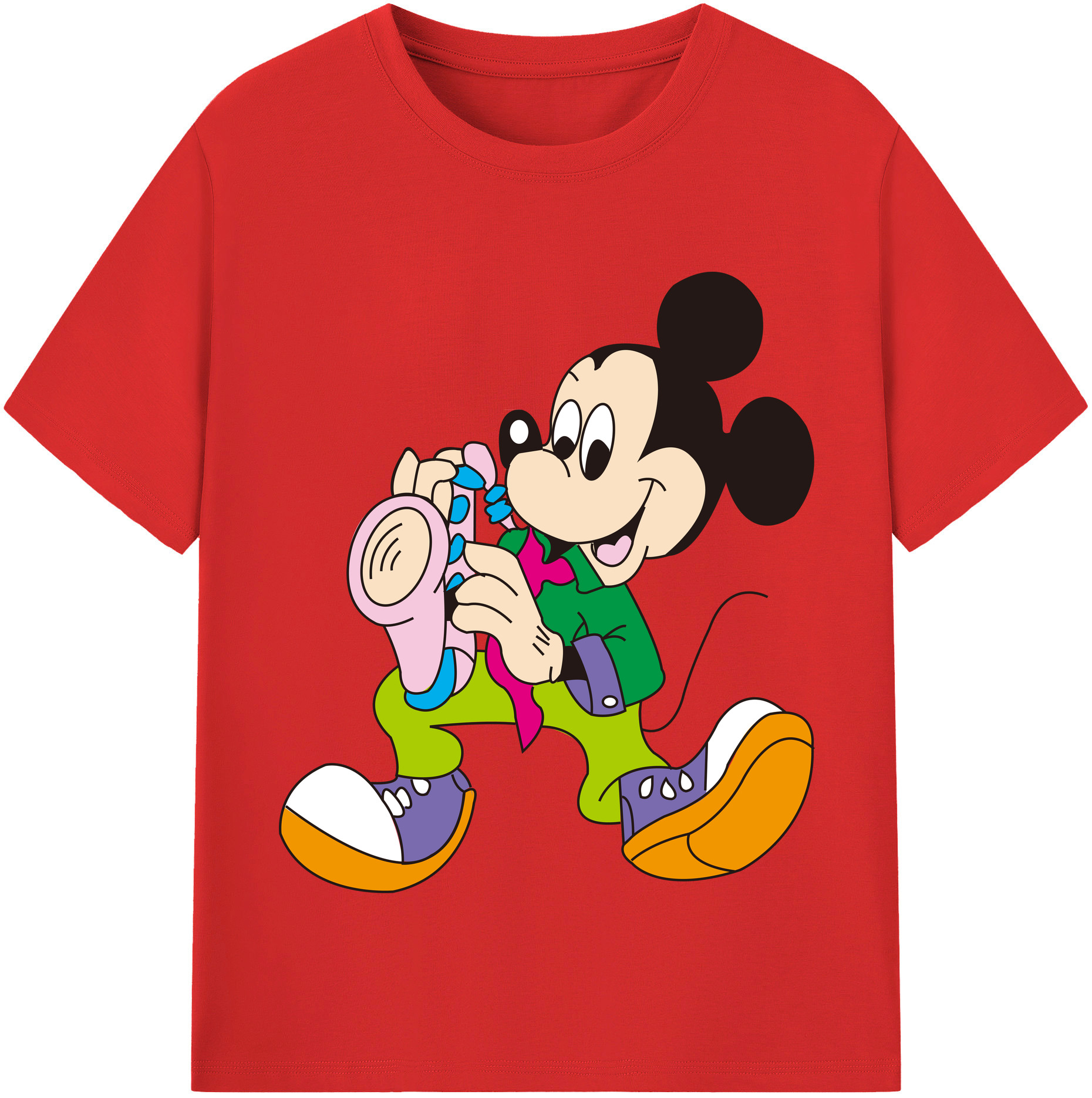 （画像用） ミッキーマウス Mickey Mouse レディースカジュアルプリントTシャツ（綿100％）
