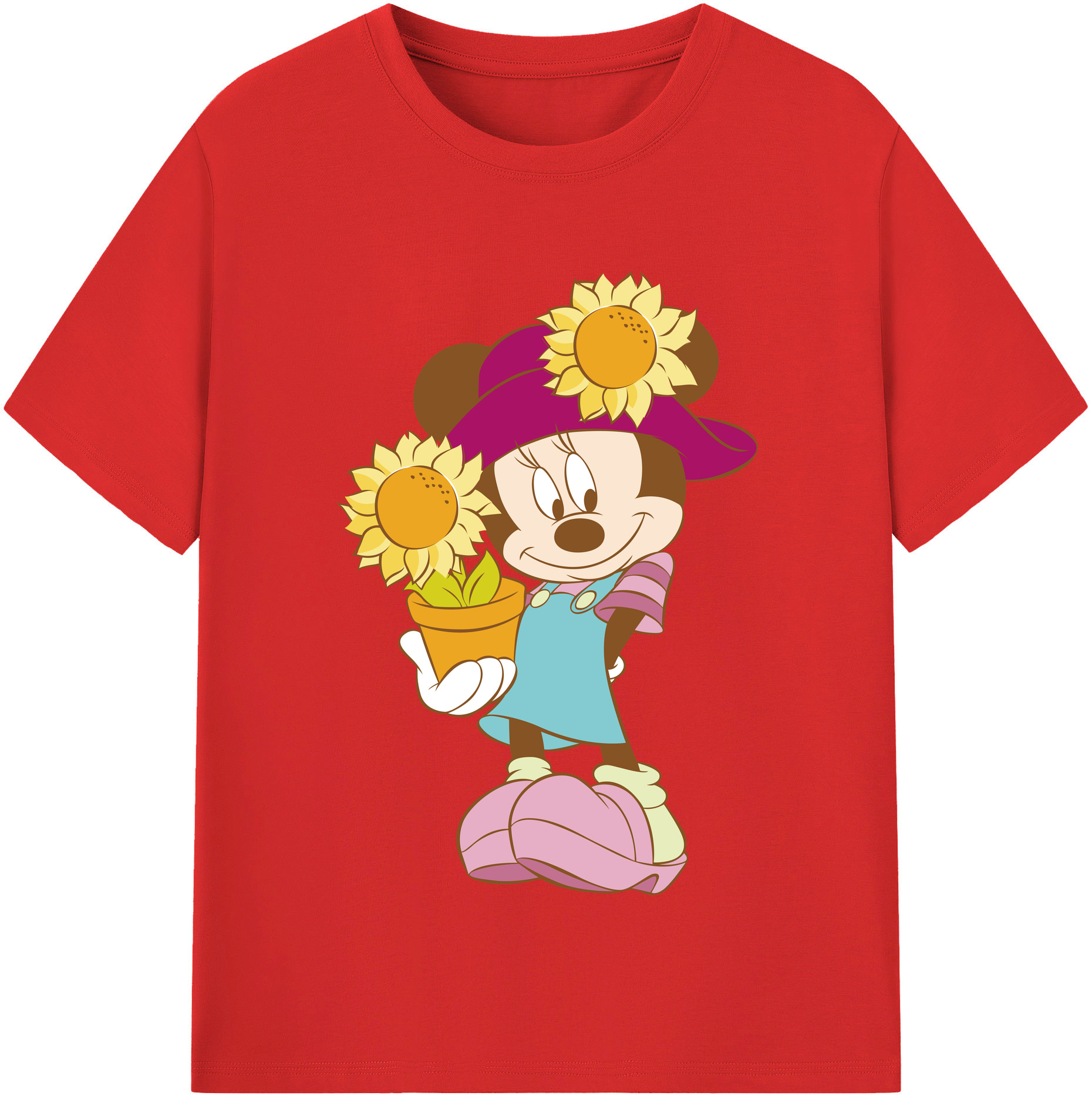 （画像用） ミッキーマウス Mickey Mouse レディースカジュアルプリントTシャツ（綿100％）
