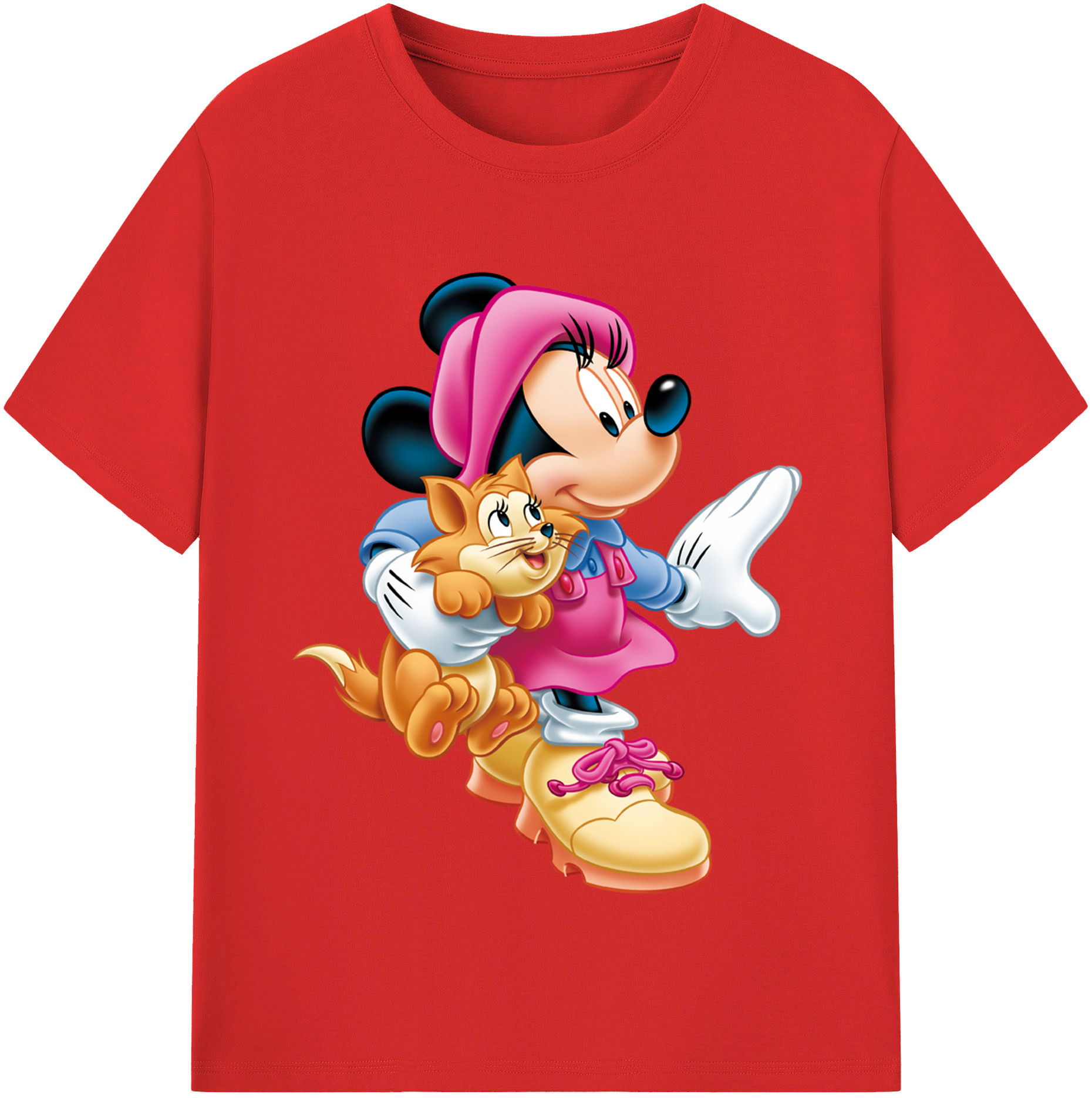 （画像用） ミッキーマウス Mickey Mouse レディースカジュアルプリントTシャツ（綿100％）