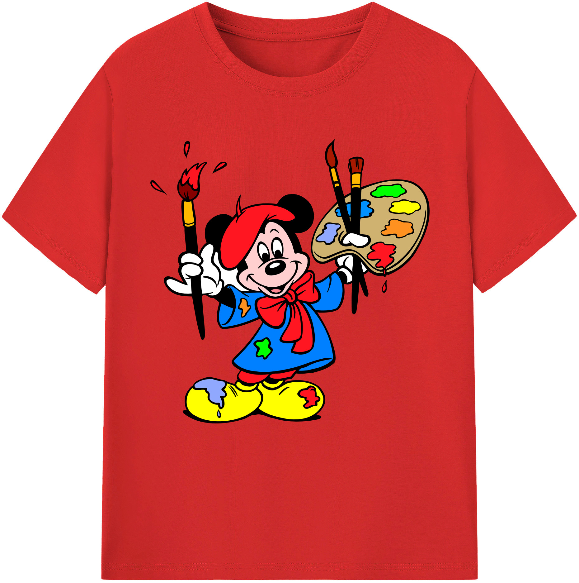 （画像用） ミッキーマウス Mickey Mouse レディースカジュアルプリントTシャツ（綿100％）