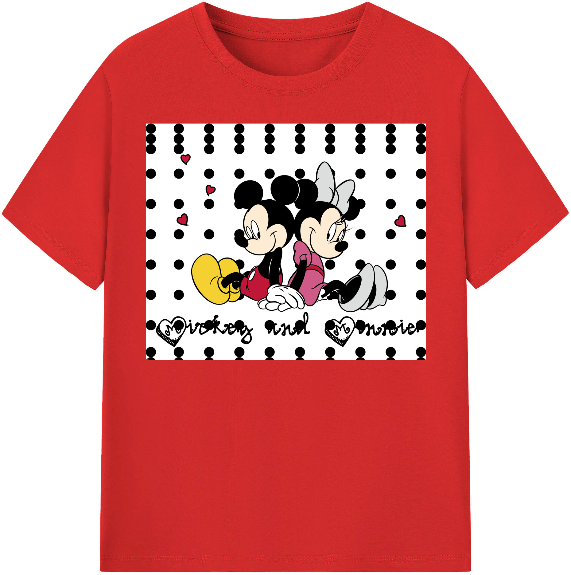 （画像用） ミッキーマウス Mickey Mouse レディースカジュアルプリントTシャツ（綿100％）