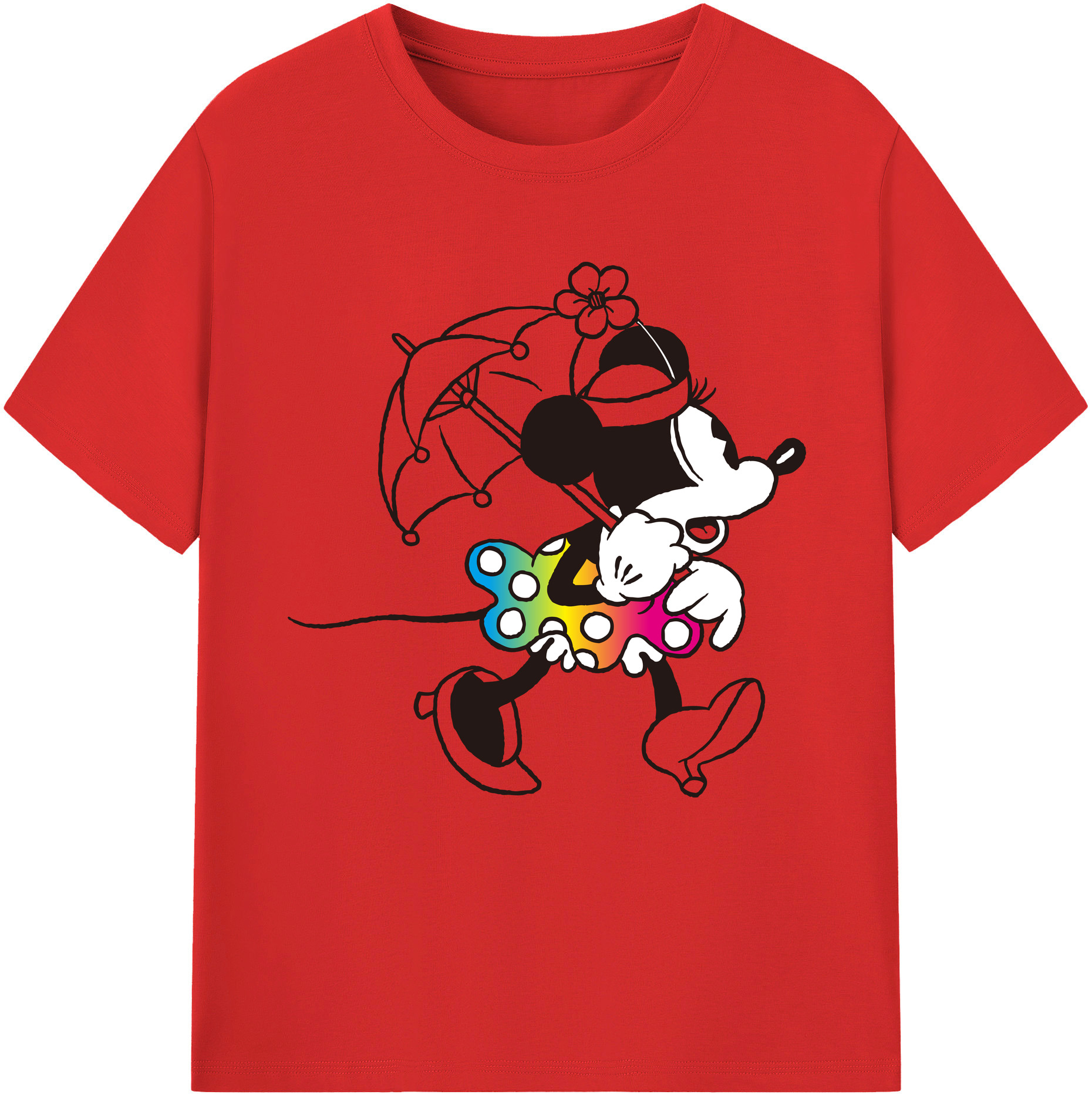 （画像用） ミッキーマウス Mickey Mouse レディースカジュアルプリントTシャツ（綿100％）