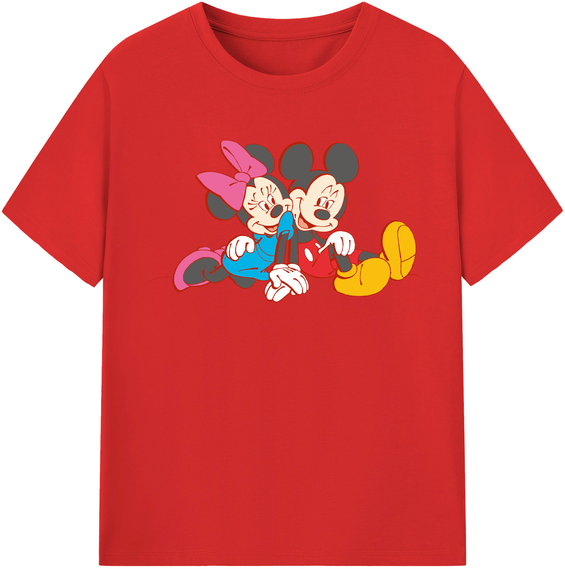 （画像用） ミッキーマウス Mickey Mouse レディースカジュアルプリントTシャツ（綿100％）