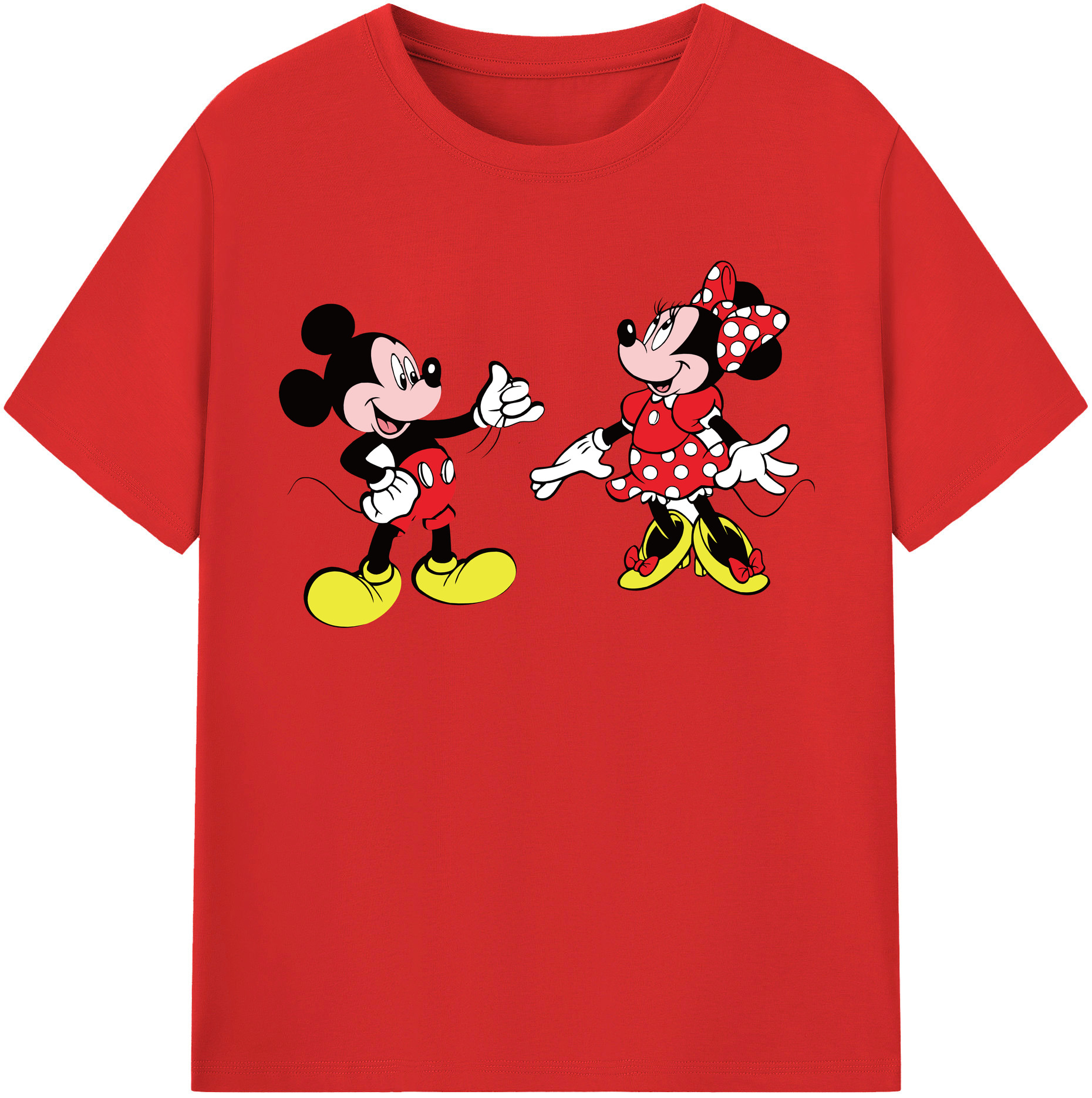 （画像用） ミッキーマウス Mickey Mouse レディースカジュアルプリントTシャツ（綿100％）