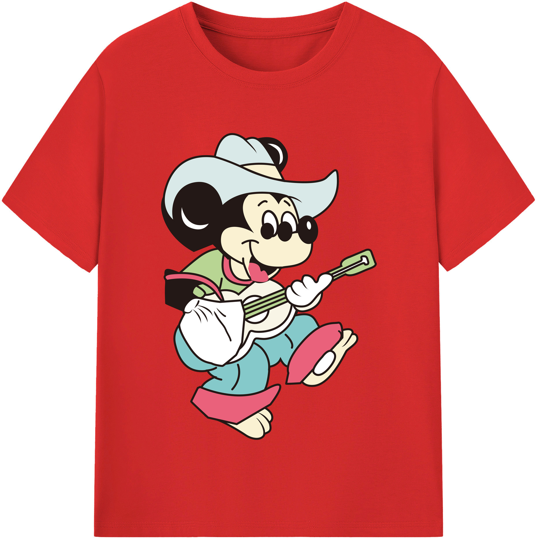 （画像用） ミッキーマウス Mickey Mouse レディースカジュアルプリントTシャツ（綿100％）