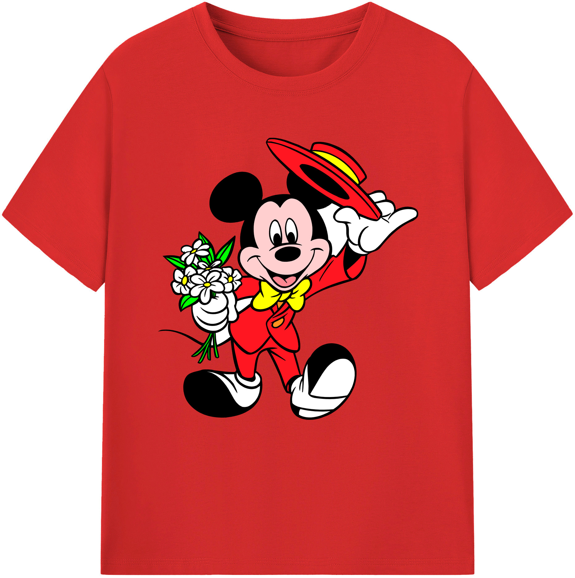 （画像用） ミッキーマウス Mickey Mouse レディースカジュアルプリントTシャツ（綿100％）