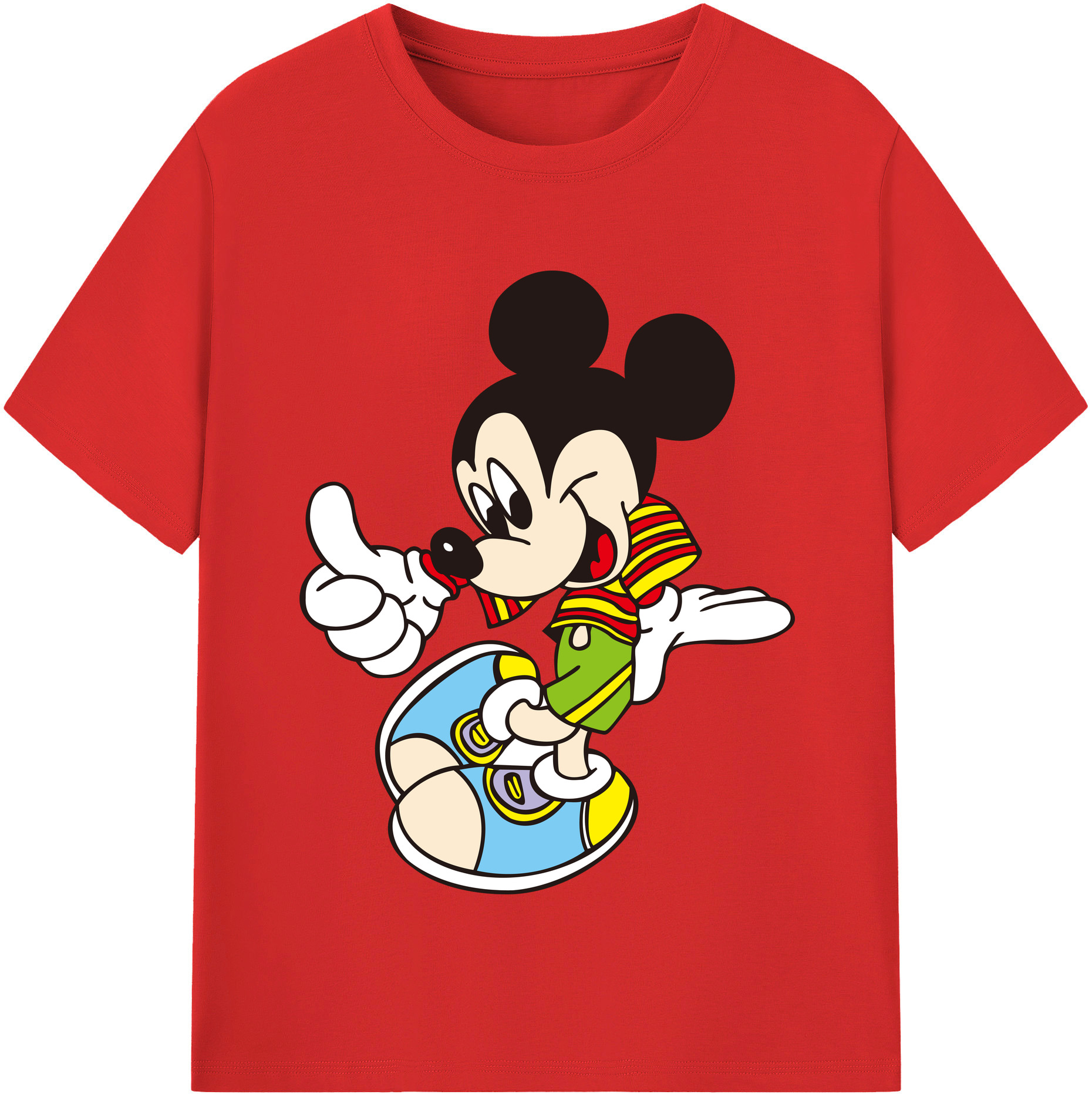 （画像用） ミッキーマウス Mickey Mouse レディースカジュアルプリントTシャツ（綿100％）