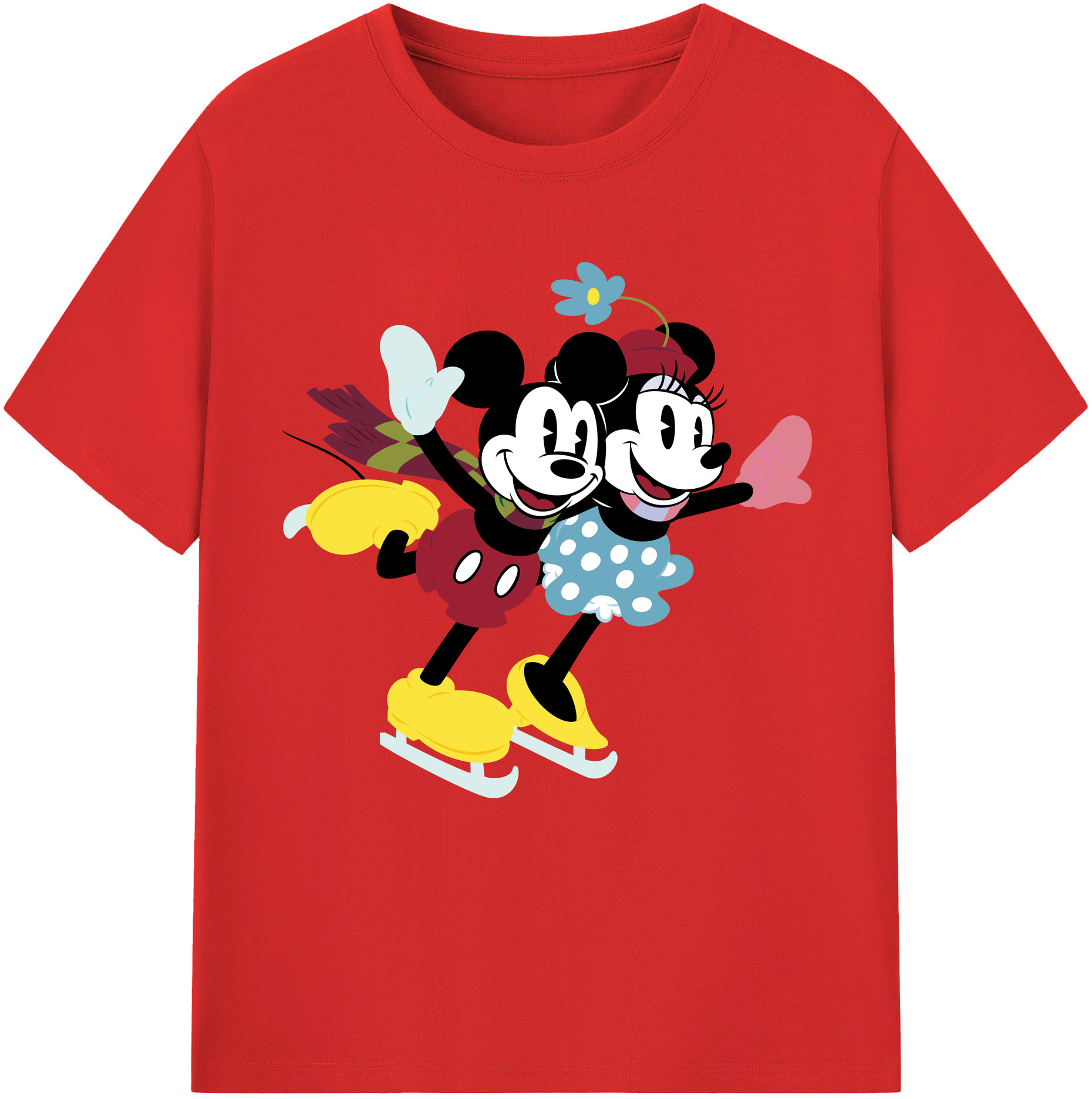 （画像用） ミッキーマウス Mickey Mouse レディースカジュアルプリントTシャツ（綿100％）