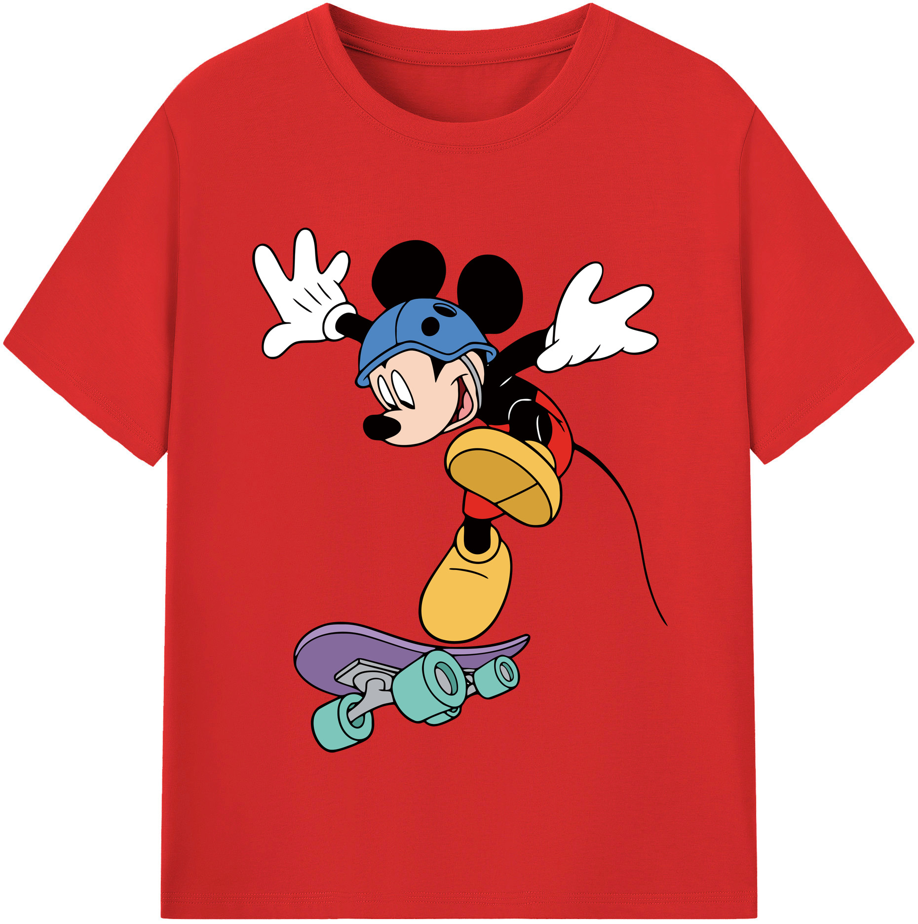 （画像用） ミッキーマウス Mickey Mouse レディースカジュアルプリントTシャツ（綿100％）