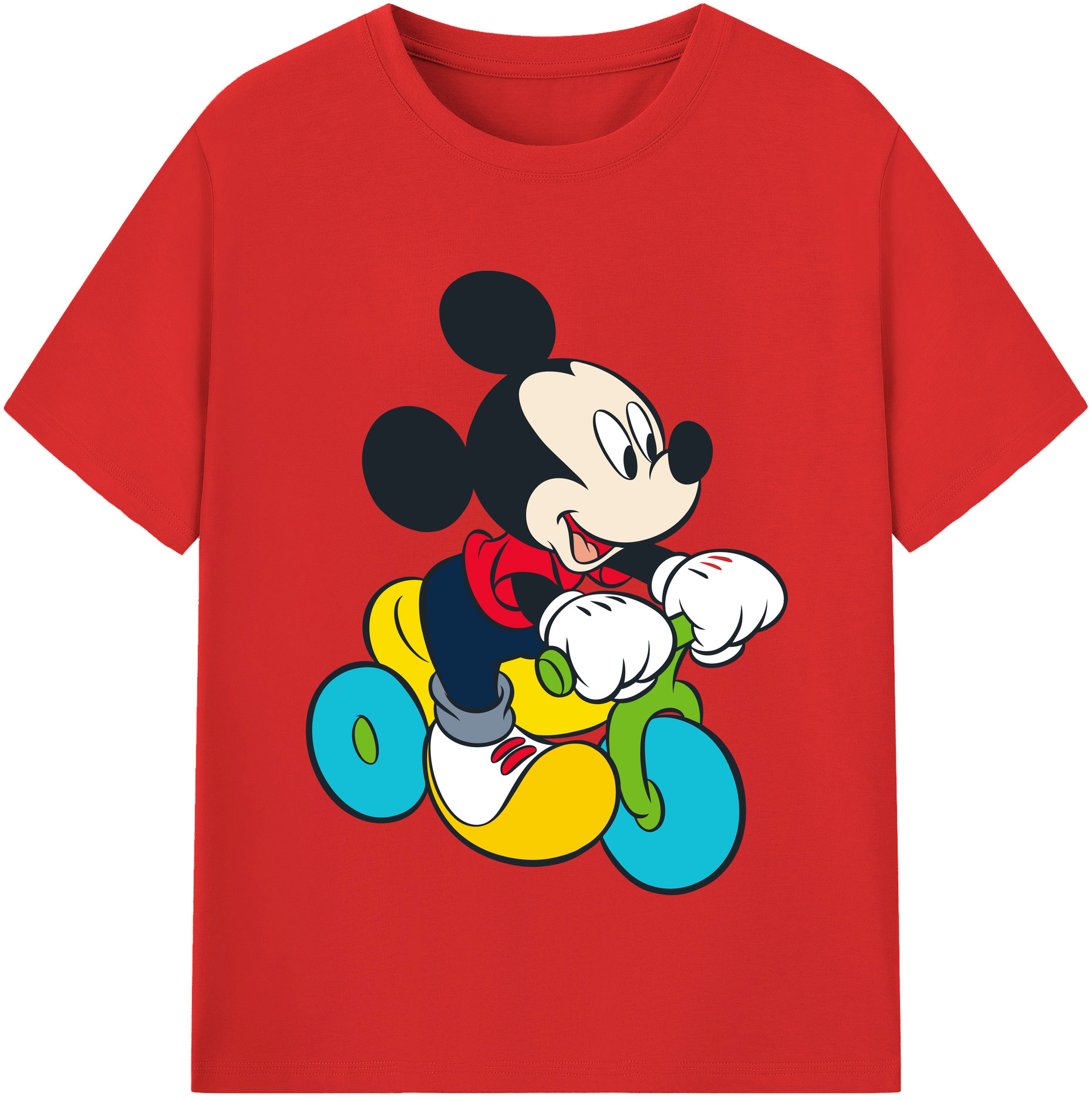 （画像用） ミッキーマウス Mickey Mouse レディースカジュアルプリントTシャツ（綿100％）