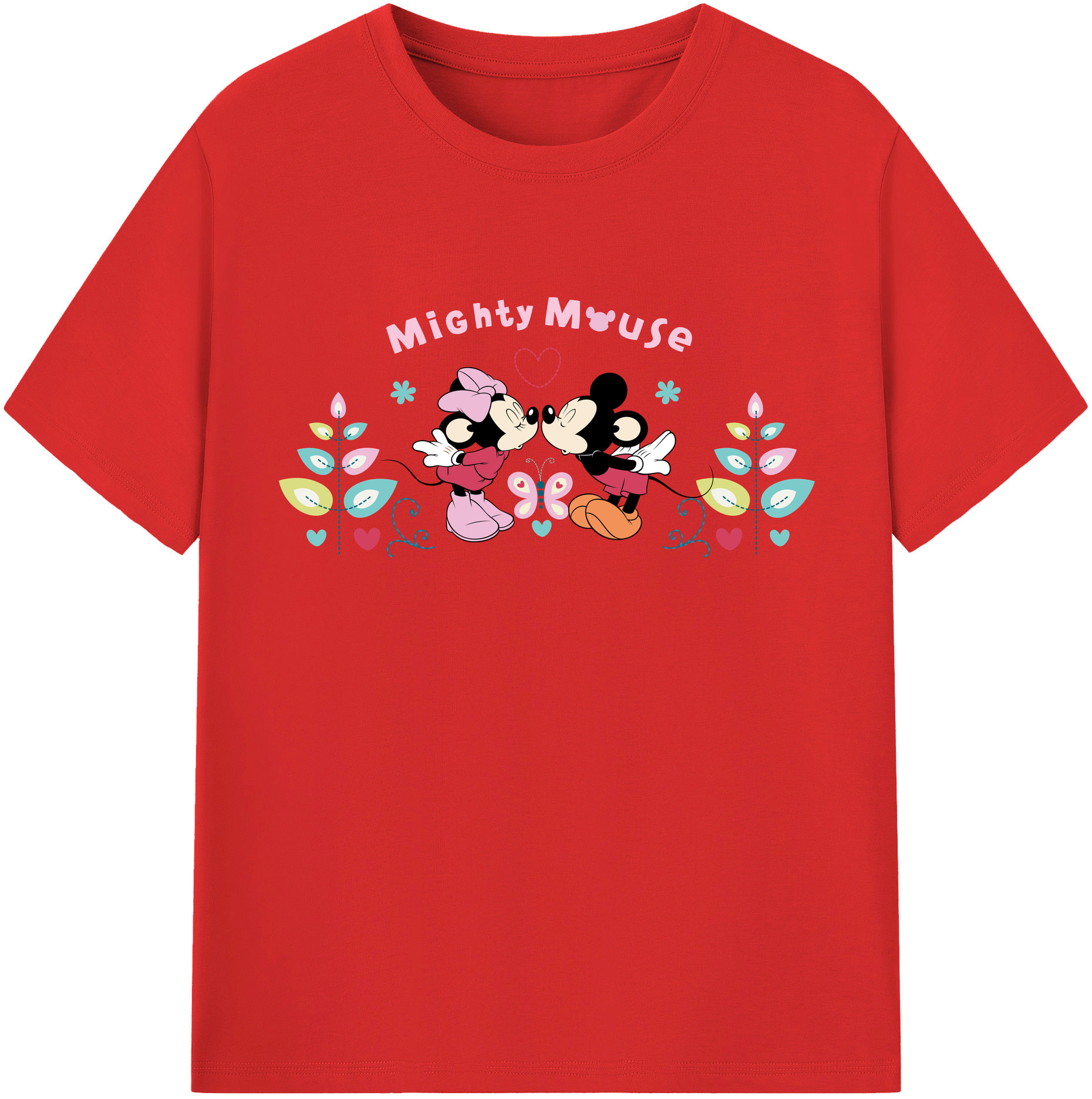 （画像用） ミッキーマウス Mickey Mouse レディースカジュアルプリントTシャツ（綿100％）