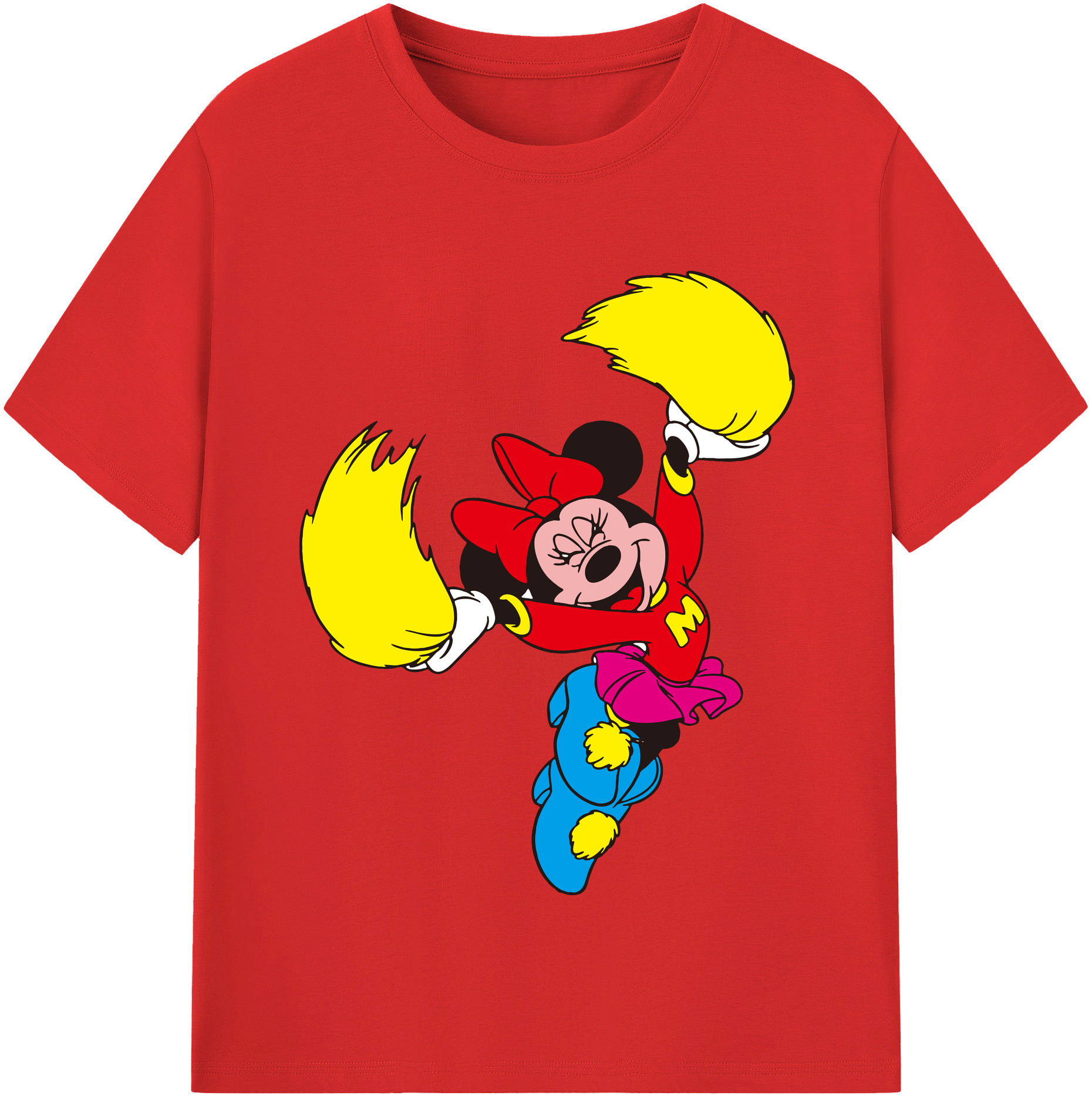 （画像用） ミッキーマウス Mickey Mouse レディースカジュアルプリントTシャツ（綿100％）