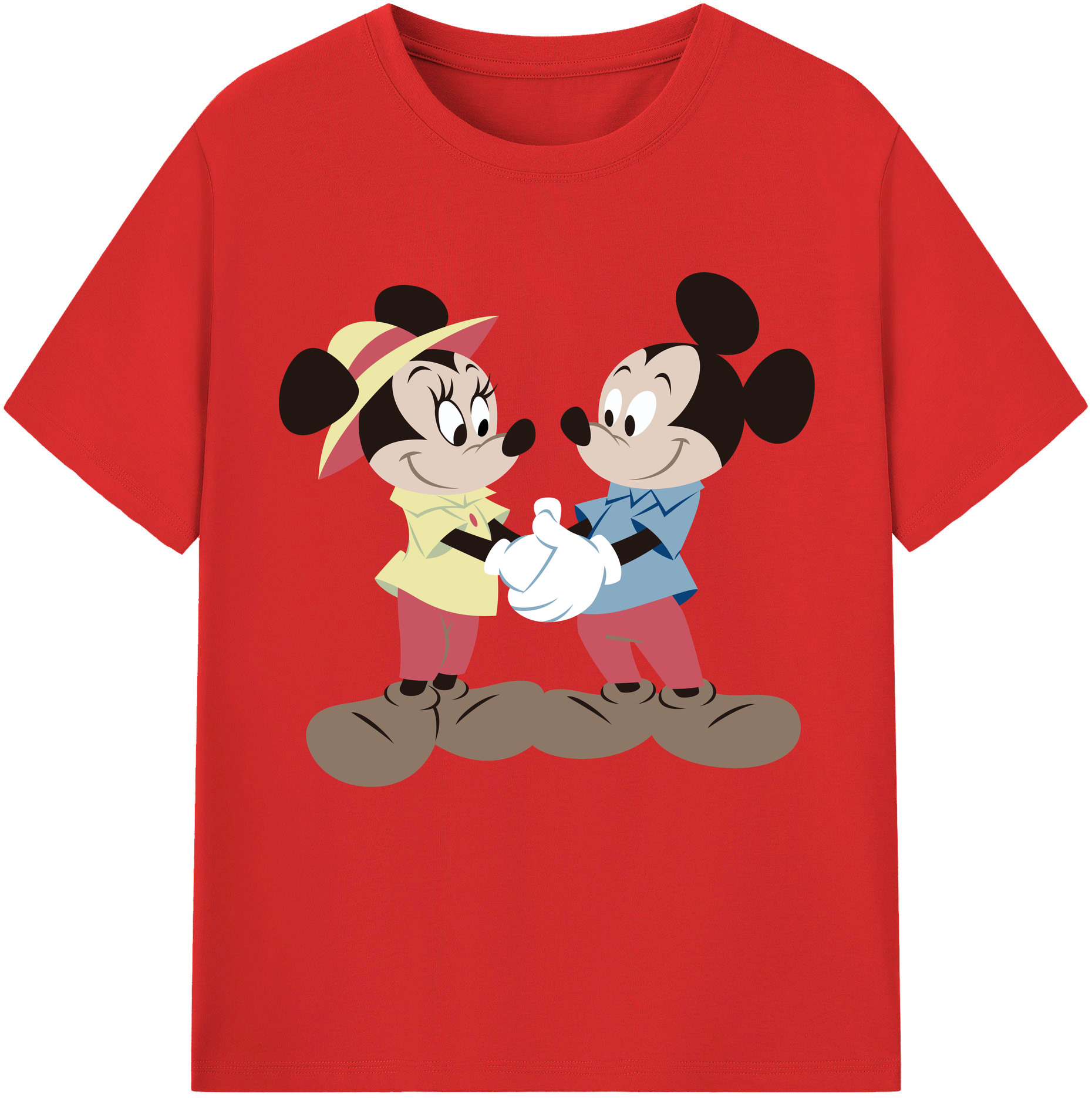 （画像用） ミッキーマウス Mickey Mouse レディースカジュアルプリントTシャツ（綿100％）