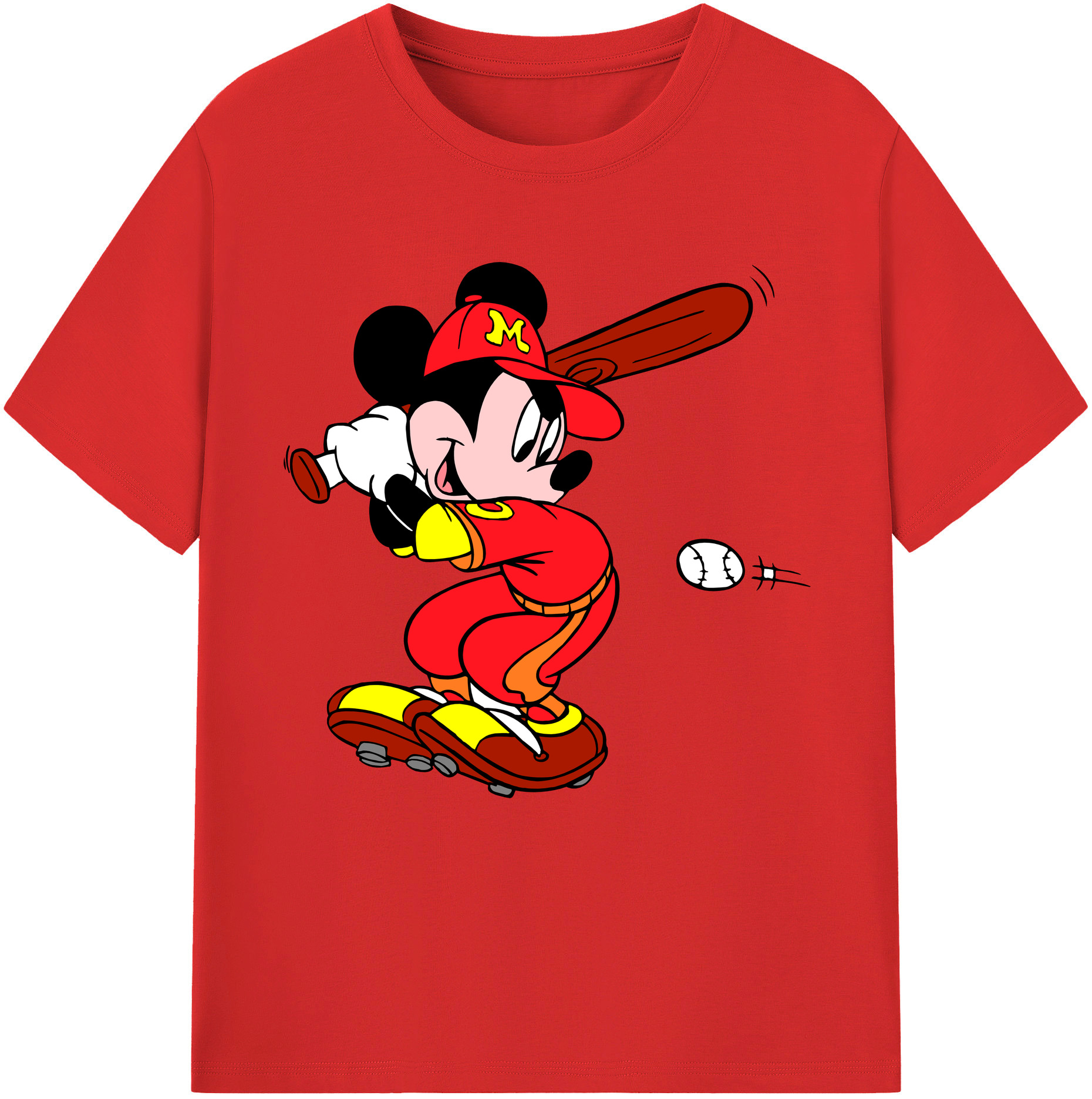 （画像用） ミッキーマウス Mickey Mouse レディースカジュアルプリントTシャツ（綿100％）