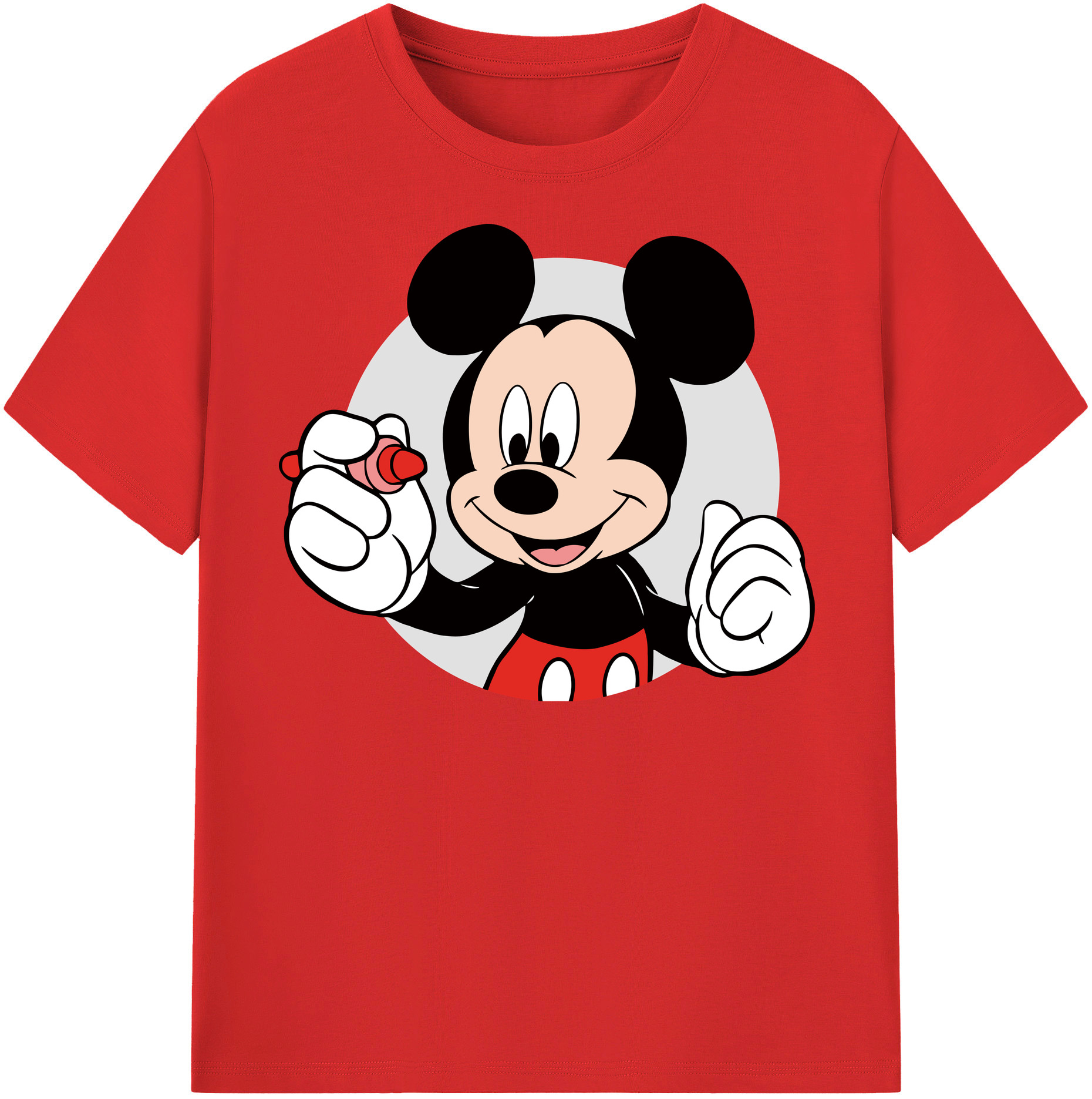 （画像用） ミッキーマウス Mickey Mouse レディースカジュアルプリントTシャツ（綿100％）