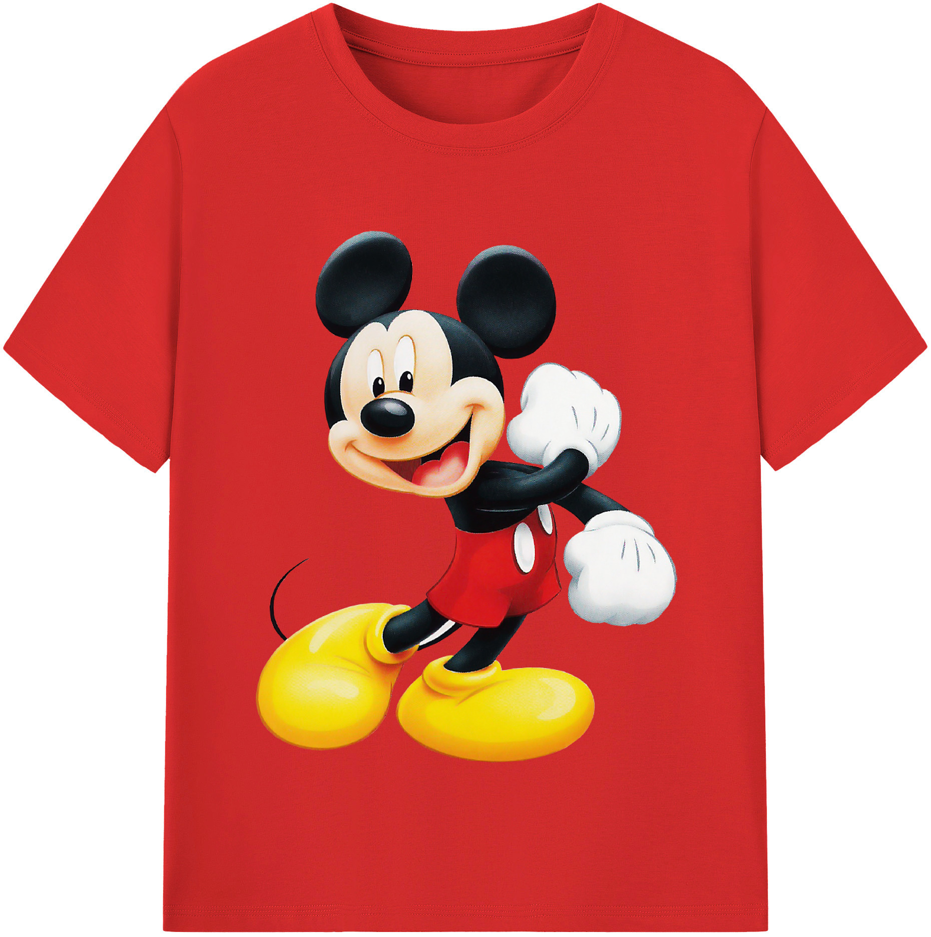（画像用） ミッキーマウス Mickey Mouse レディースカジュアルプリントTシャツ（綿100％）
