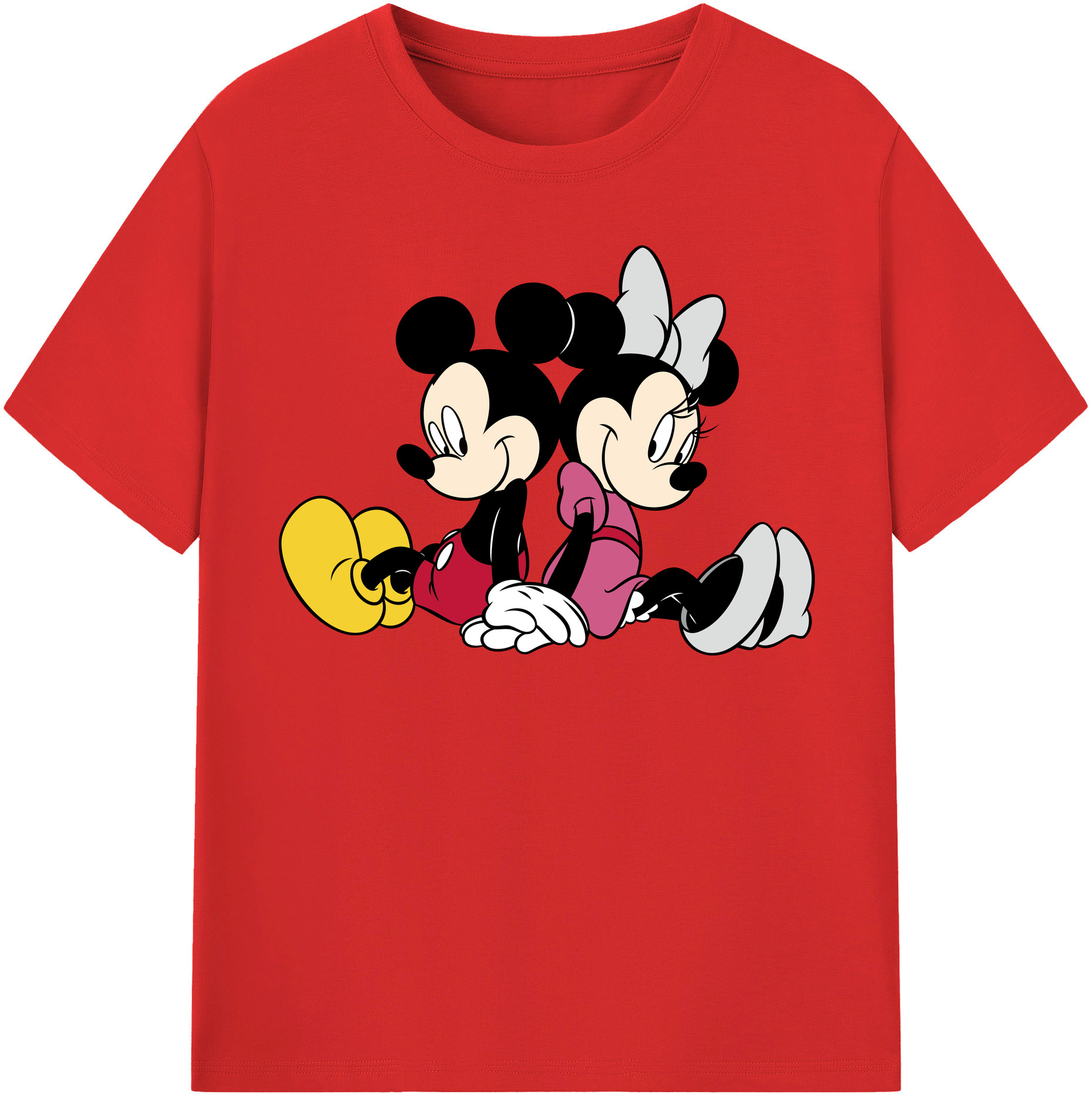 （画像用） ミッキーマウス Mickey Mouse レディースカジュアルプリントTシャツ（綿100％）
