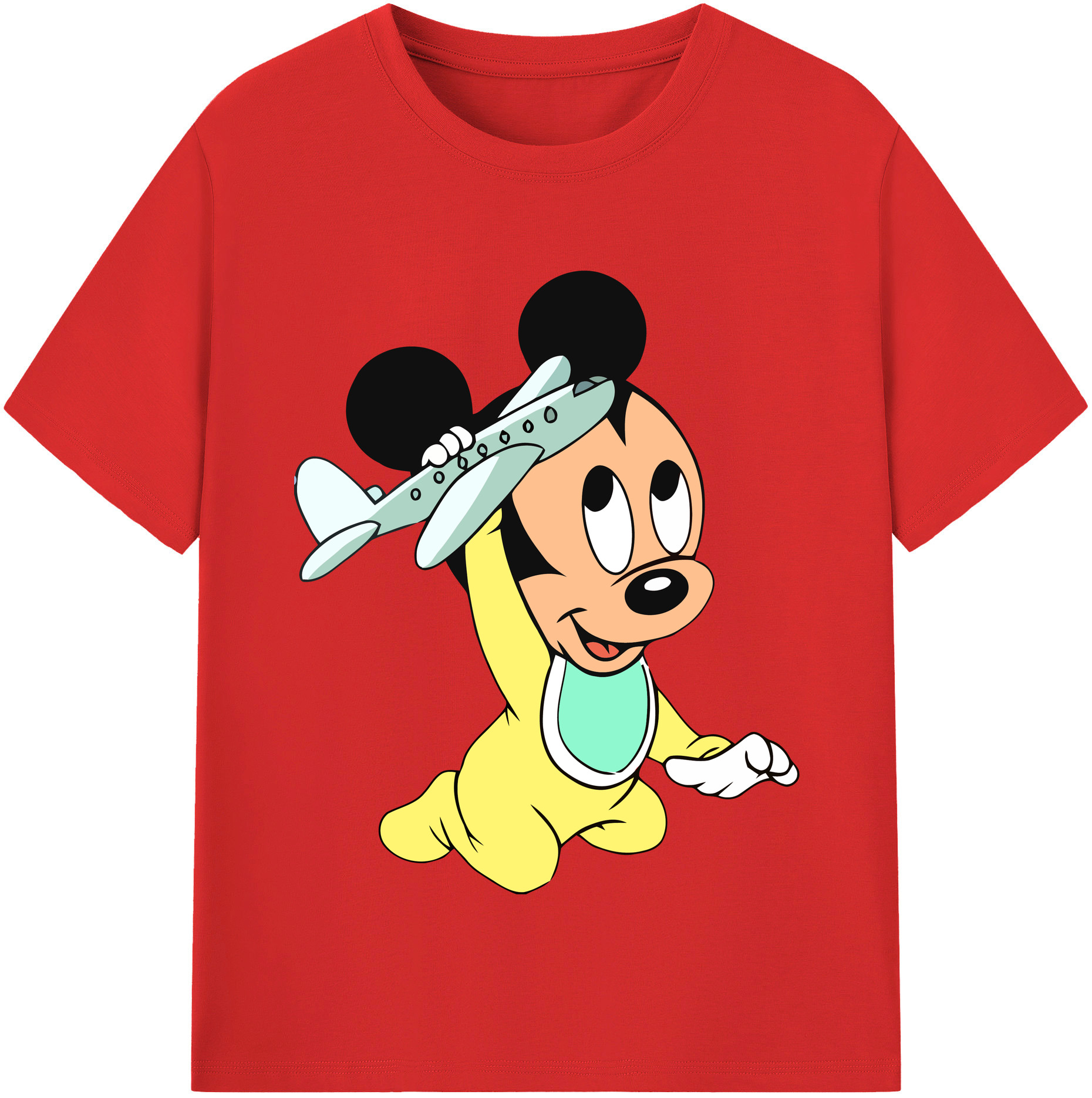 （画像用） ミッキーマウス Mickey Mouse レディースカジュアルプリントTシャツ（綿100％）