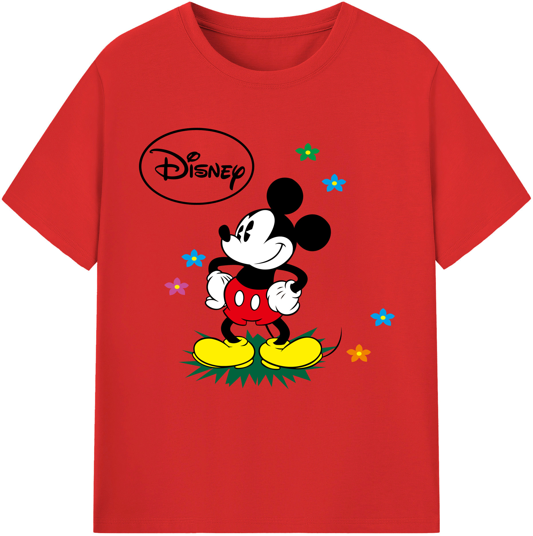 （画像用） ミッキーマウス Mickey Mouse レディースカジュアルプリントTシャツ（綿100％）