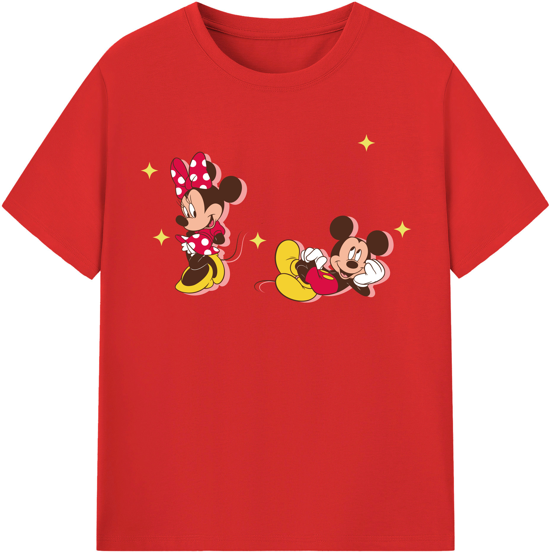 （画像用） ミッキーマウス Mickey Mouse レディースカジュアルプリントTシャツ（綿100％）