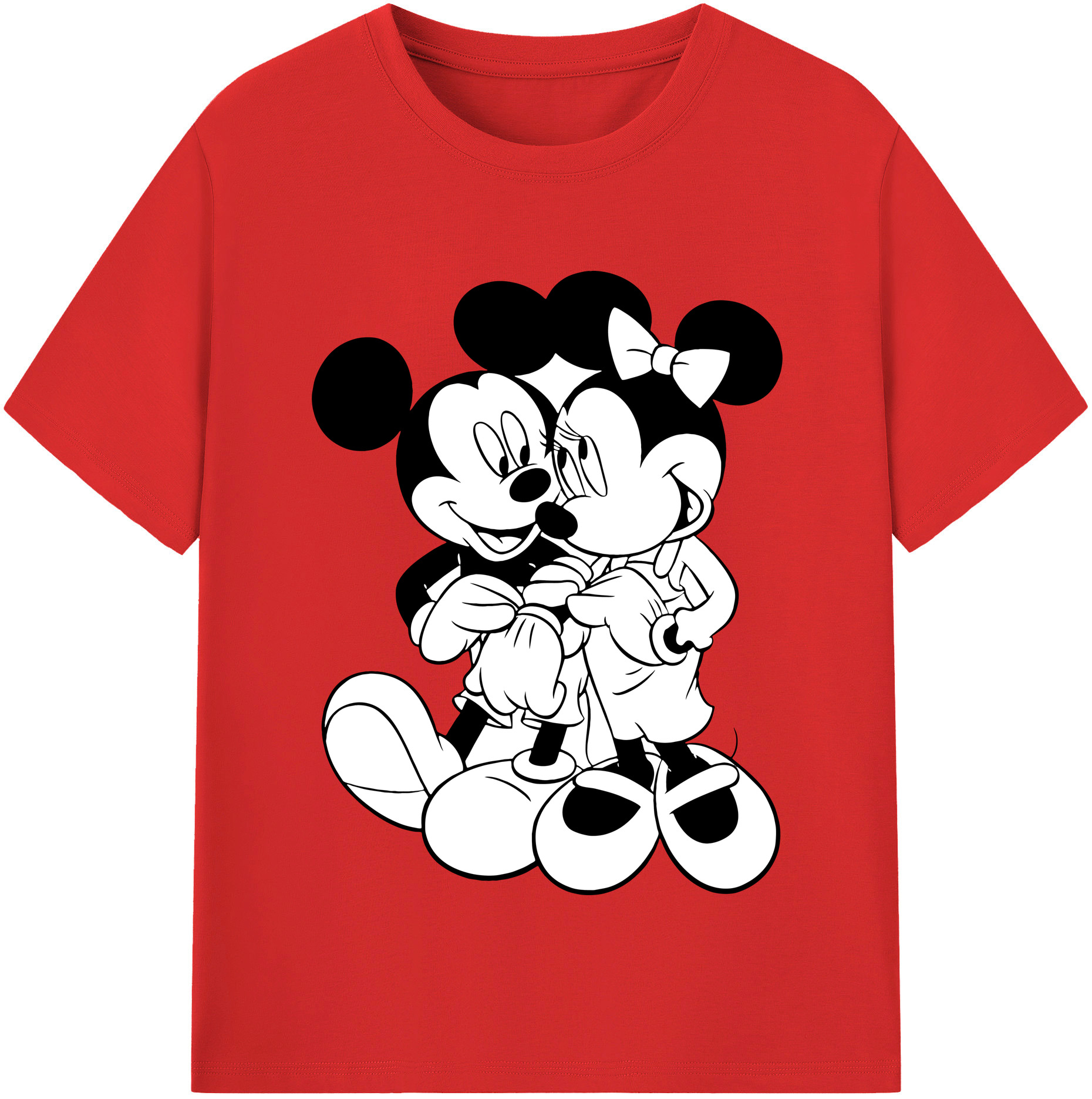（画像用） ミッキーマウス Mickey Mouse レディースカジュアルプリントTシャツ（綿100％）