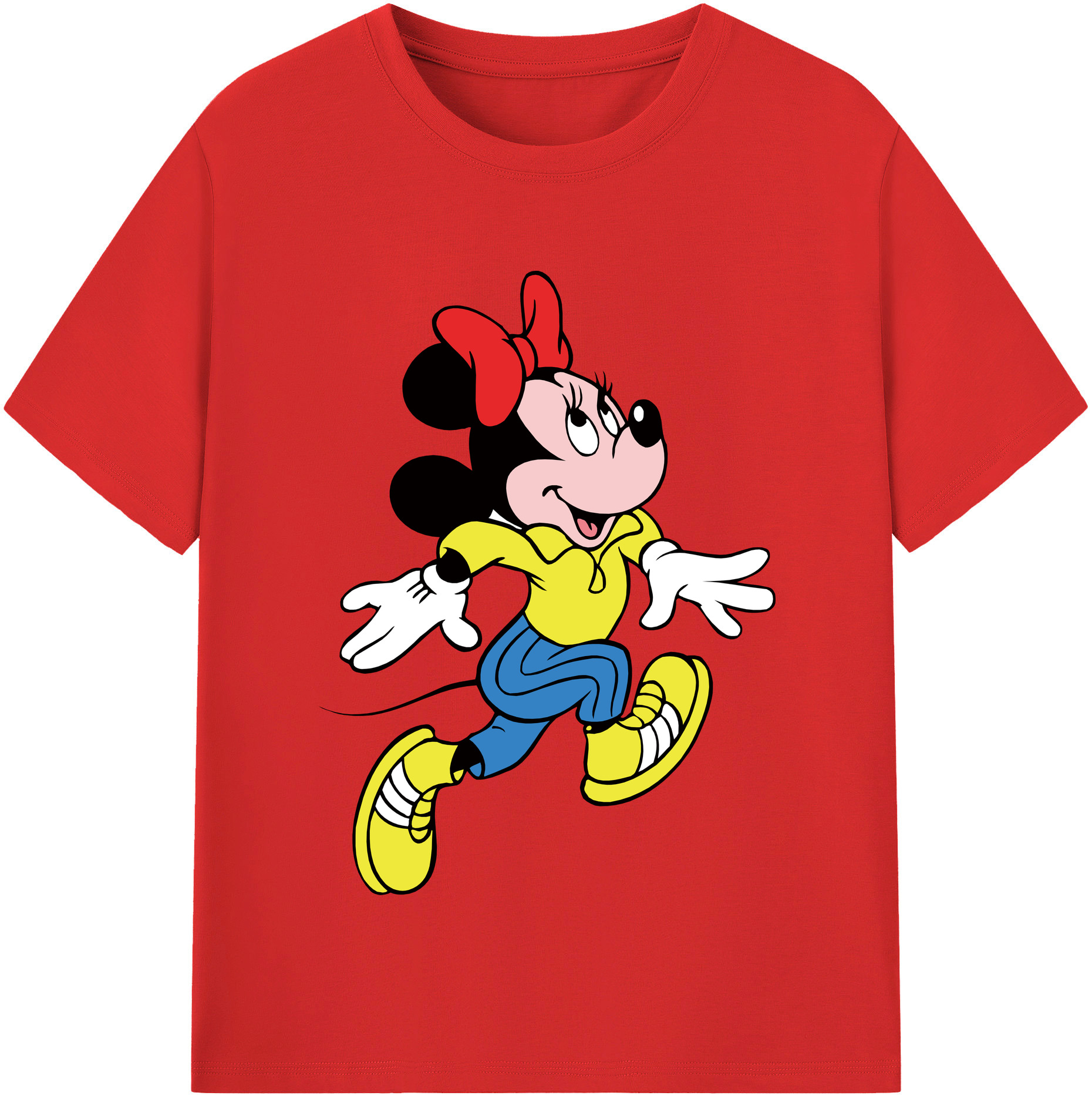 （画像用） ミッキーマウス Mickey Mouse レディースカジュアルプリントTシャツ（綿100％）