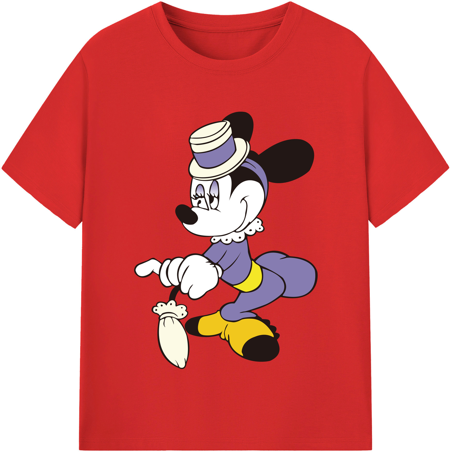 （画像用） ミッキーマウス Mickey Mouse レディースカジュアルプリントTシャツ（綿100％）
