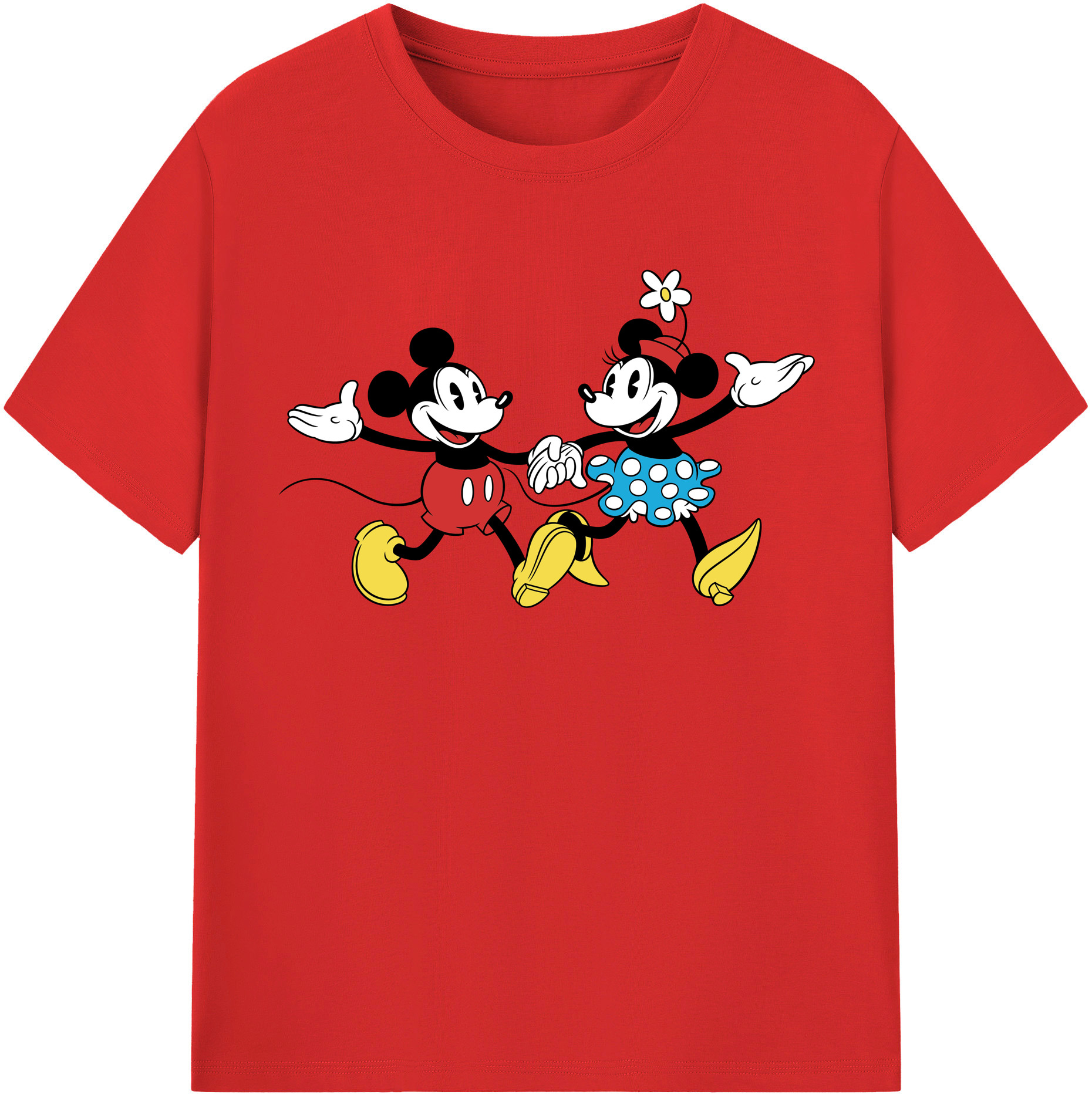 （画像用） ミッキーマウス Mickey Mouse レディースカジュアルプリントTシャツ（綿100％）