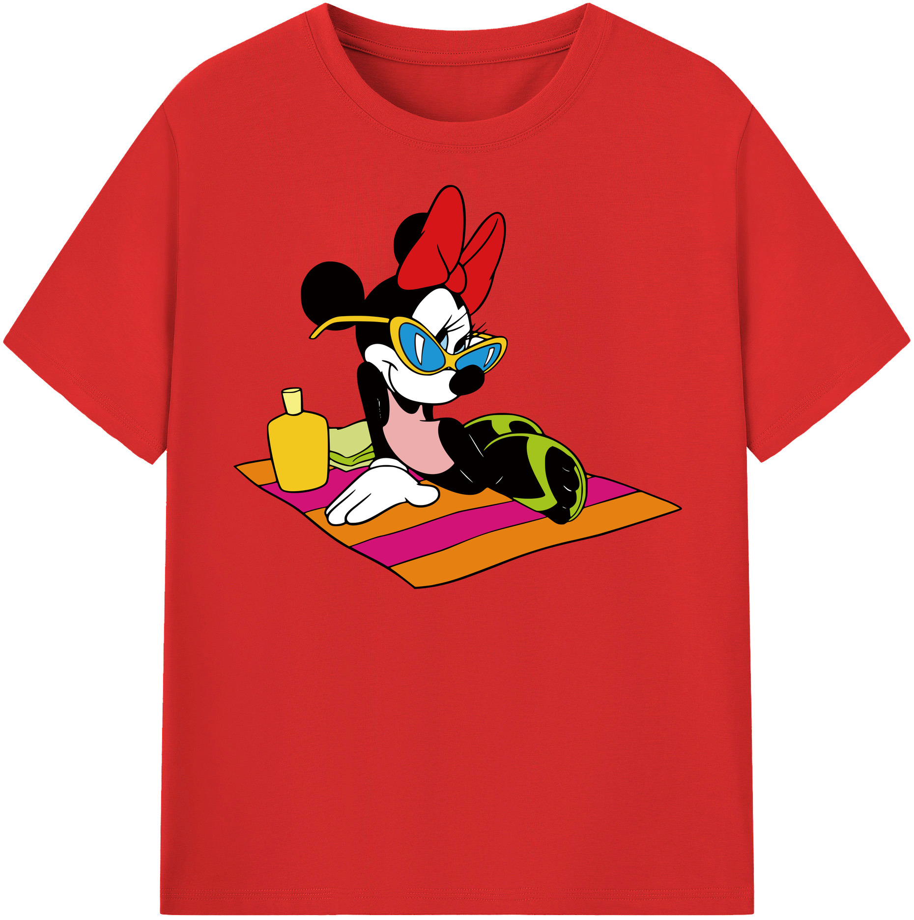（画像用） ミッキーマウス Mickey Mouse レディースカジュアルプリントTシャツ（綿100％）