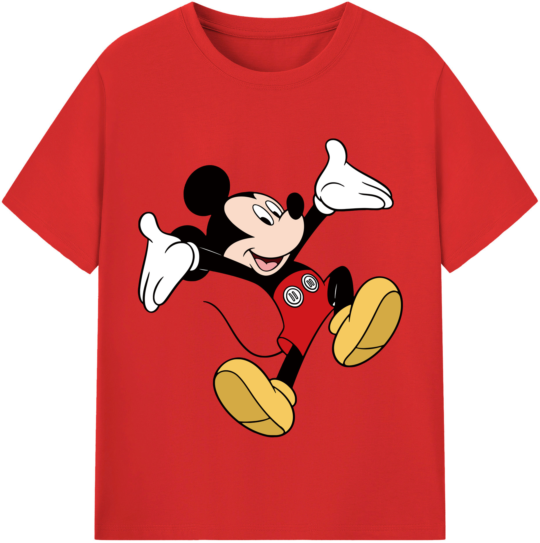 （画像用） ミッキーマウス Mickey Mouse レディースカジュアルプリントTシャツ（綿100％）