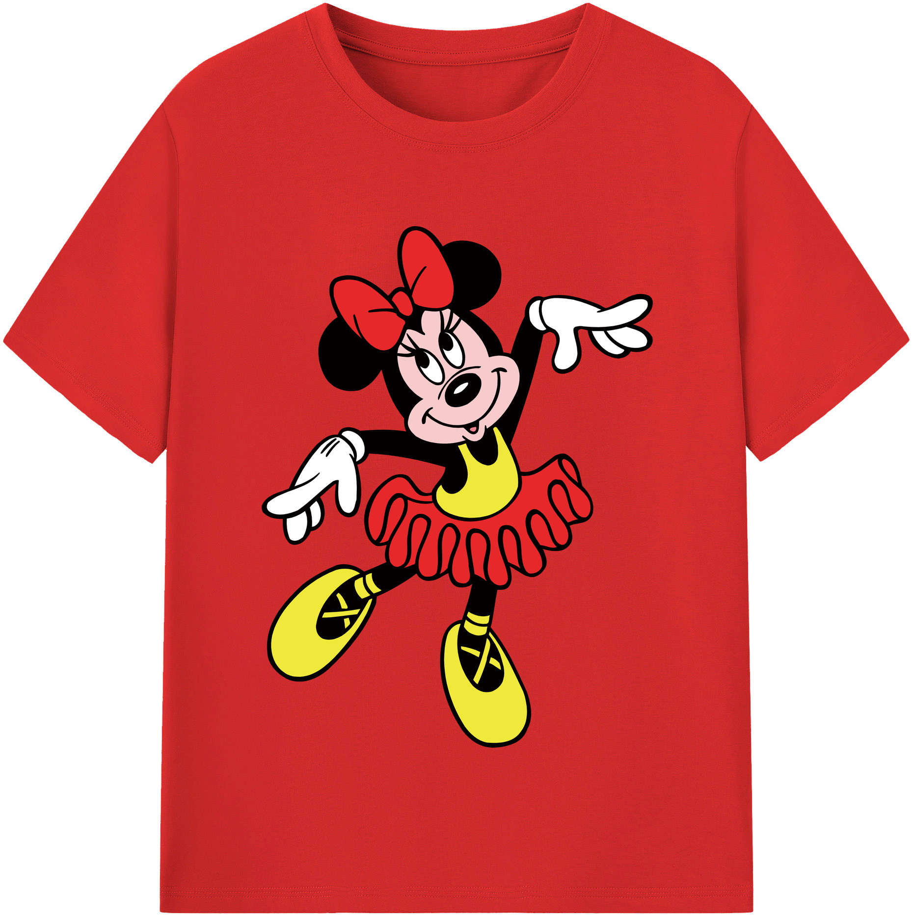 （画像用） ミッキーマウス Mickey Mouse レディースカジュアルプリントTシャツ（綿100％）