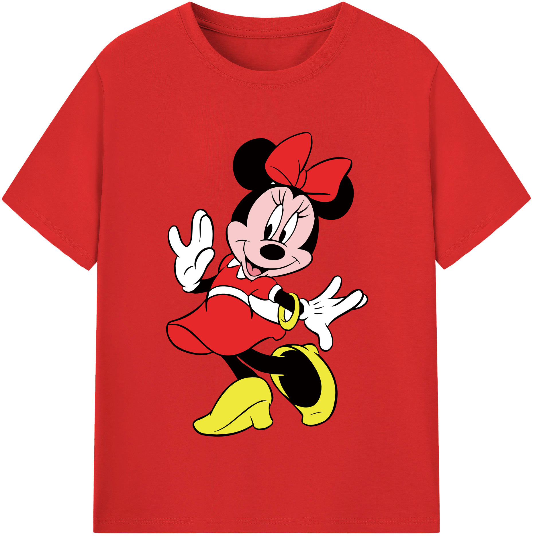 （画像用） ミッキーマウス Mickey Mouse レディースカジュアルプリントTシャツ（綿100％）