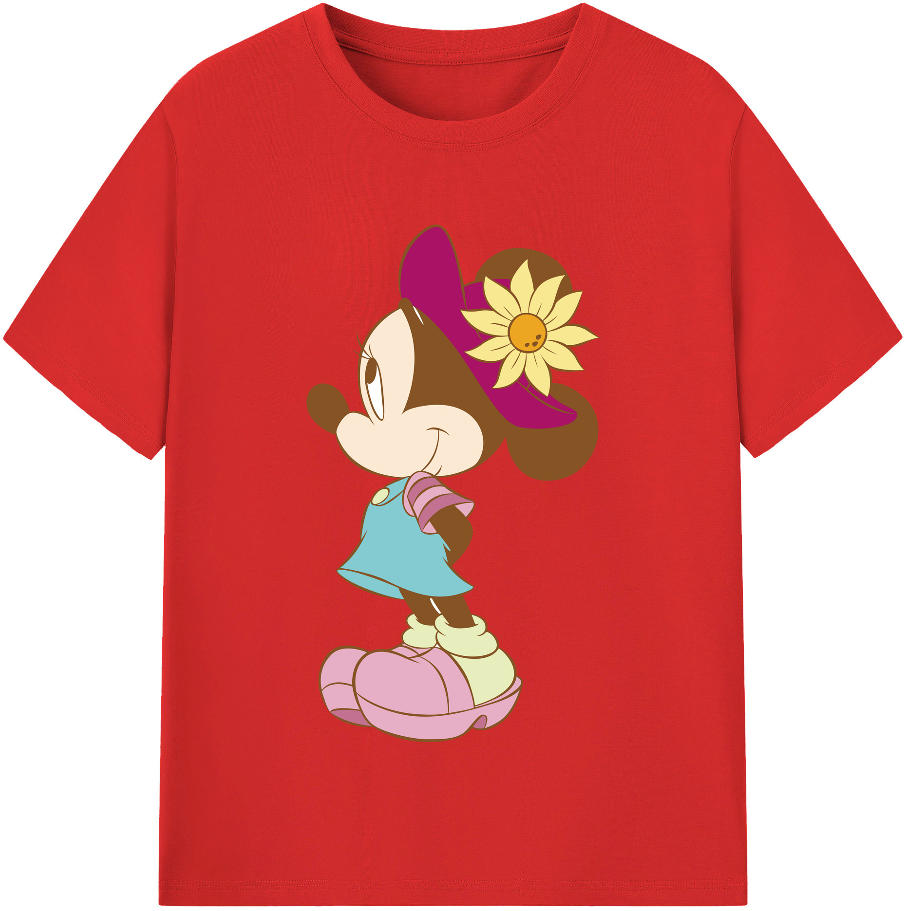 ミッキーマウス Mickey Mouse レディースカジュアルプリントTシャツ（綿100％）