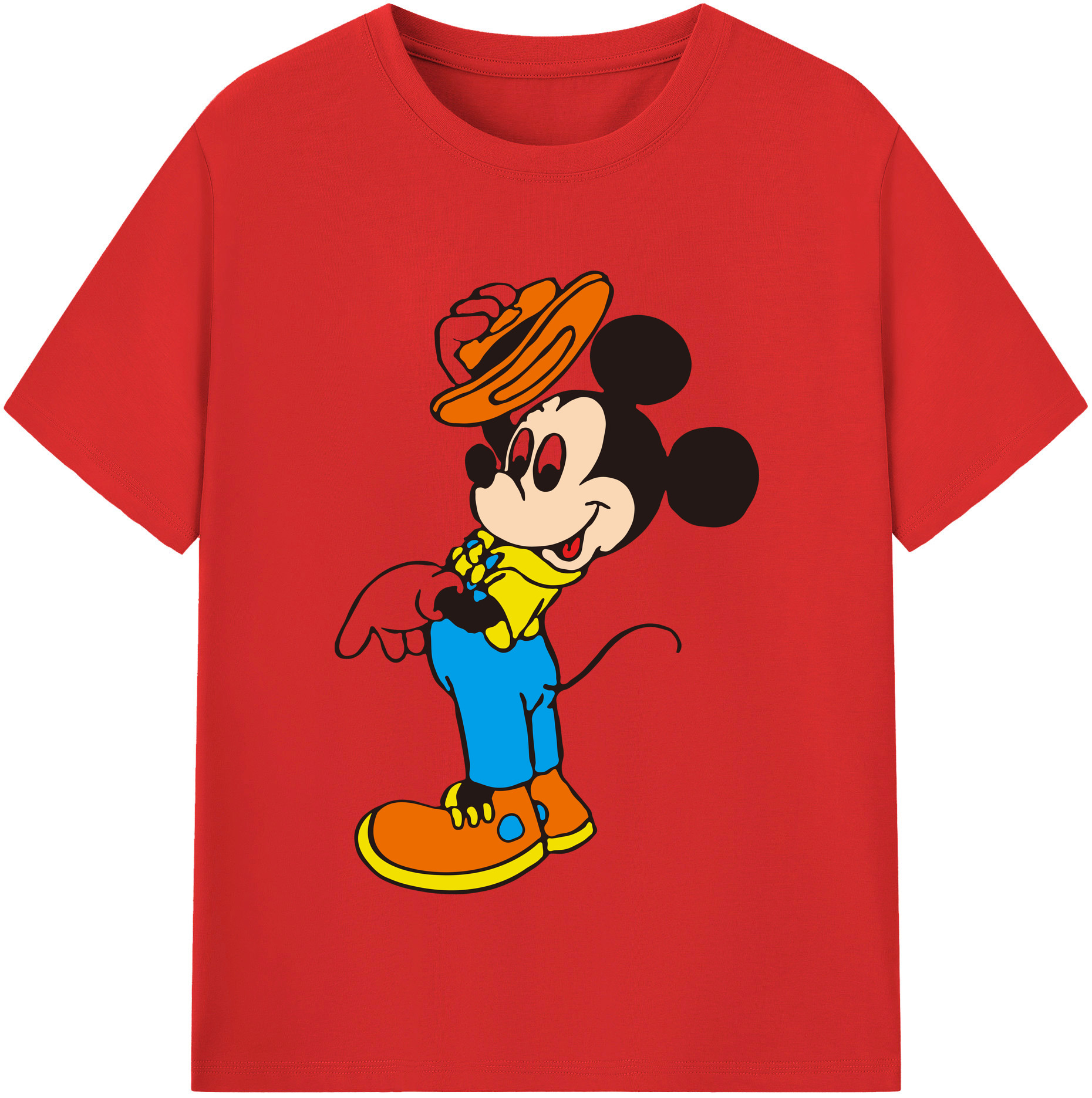 （画像用） ミッキーマウス Mickey Mouse レディースカジュアルプリントTシャツ（綿100％）