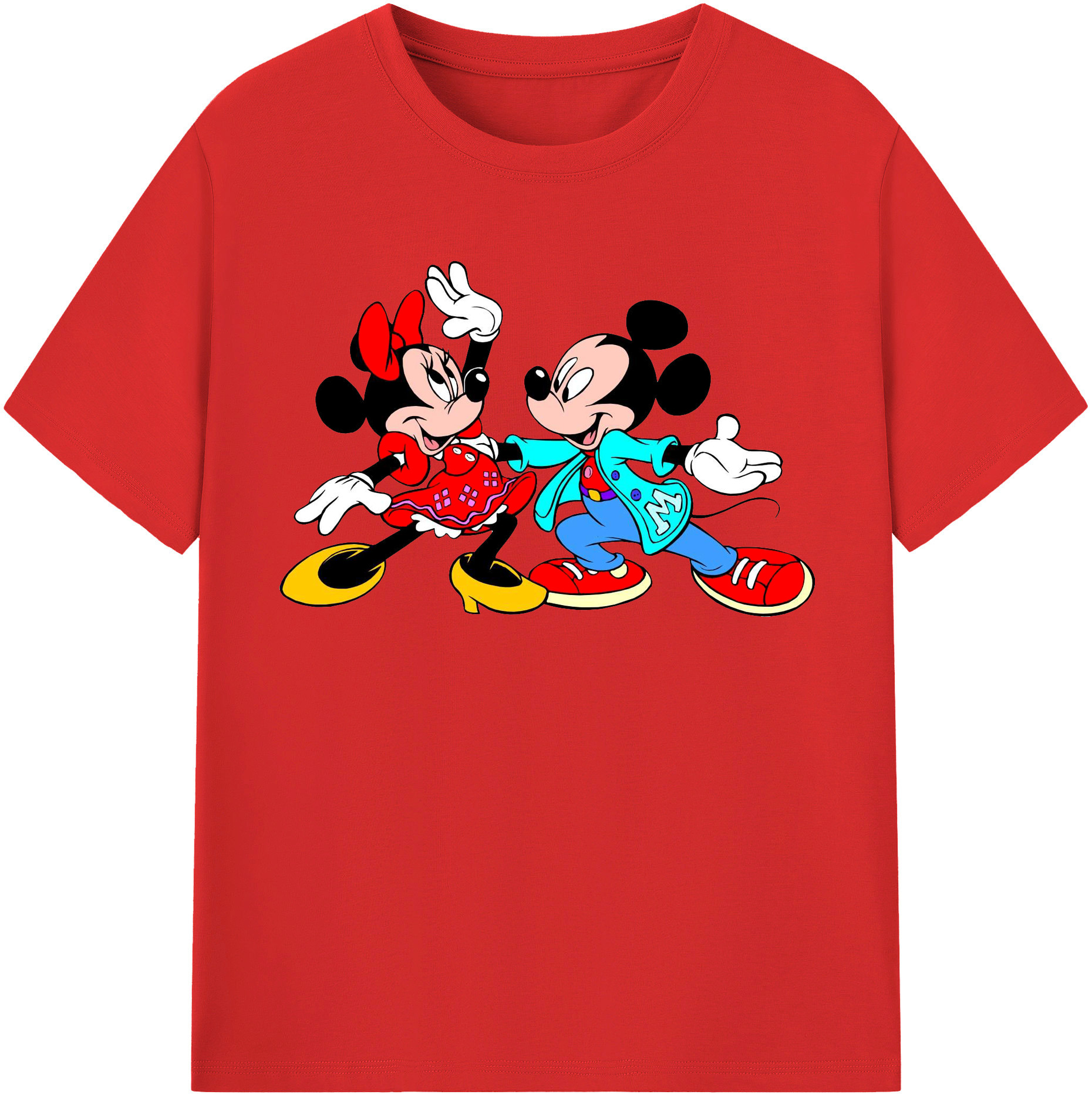 （画像用） ミッキーマウス Mickey Mouse レディースカジュアルプリントTシャツ（綿100％）