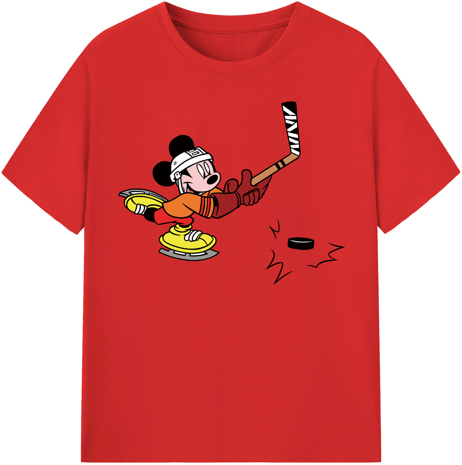 （画像用） ミッキーマウス Mickey Mouse レディースカジュアルプリントTシャツ（綿100％）