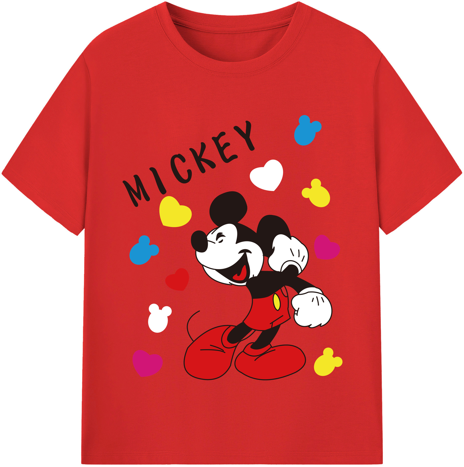 （画像用） ミッキーマウス Mickey Mouse レディースカジュアルプリントTシャツ（綿100％）
