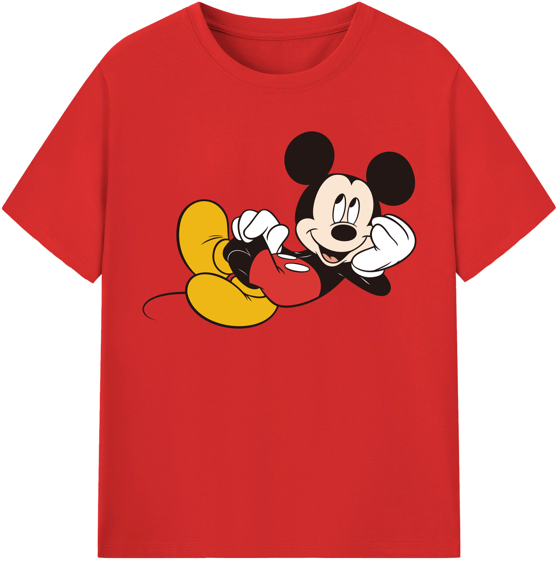 （画像用） ミッキーマウス Mickey Mouse レディースカジュアルプリントTシャツ（綿100％）