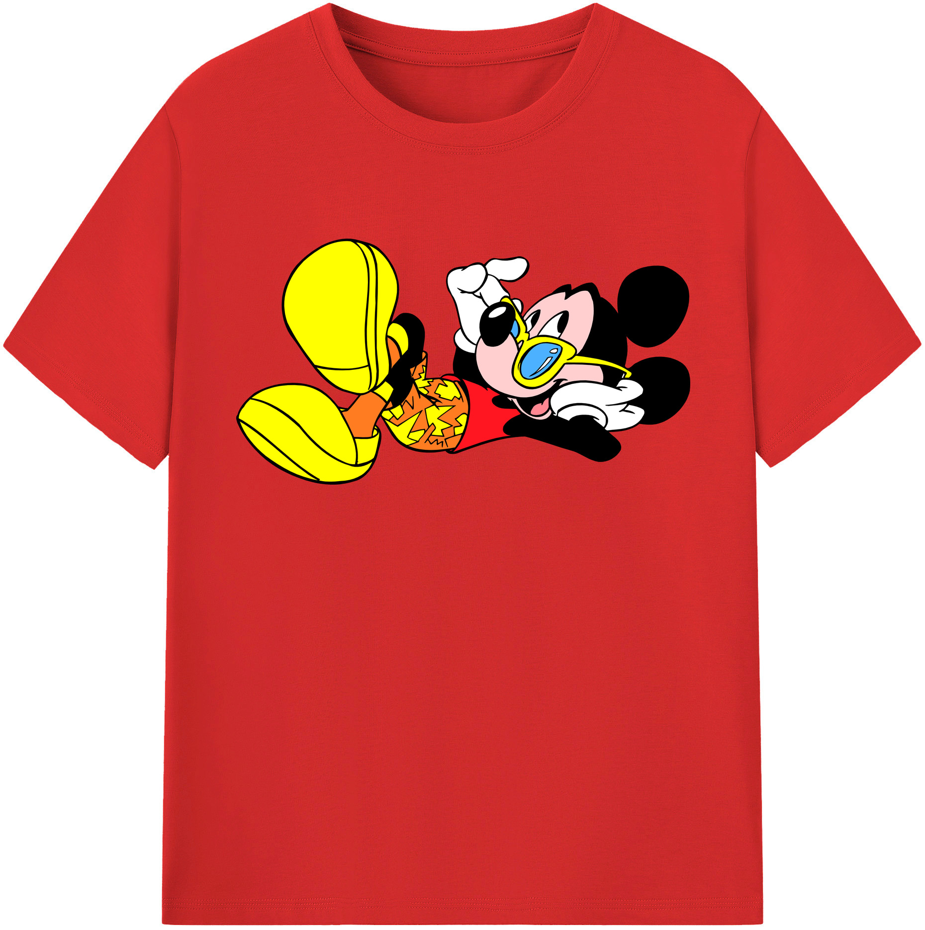 （画像用） ミッキーマウス Mickey Mouse レディースカジュアルプリントTシャツ（綿100％）