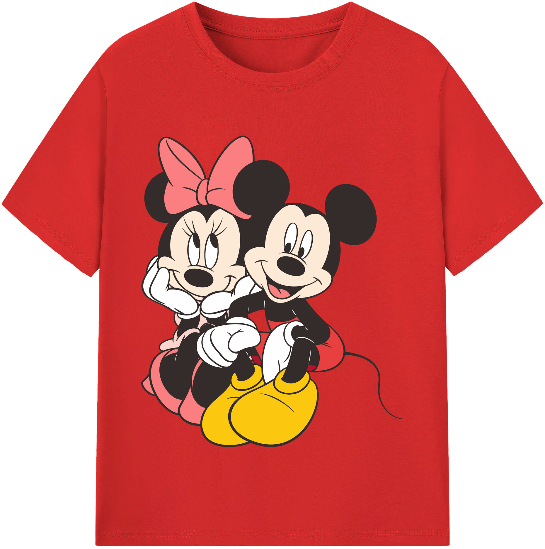 （画像用） ミッキーマウス Mickey Mouse レディースカジュアルプリントTシャツ（綿100％）