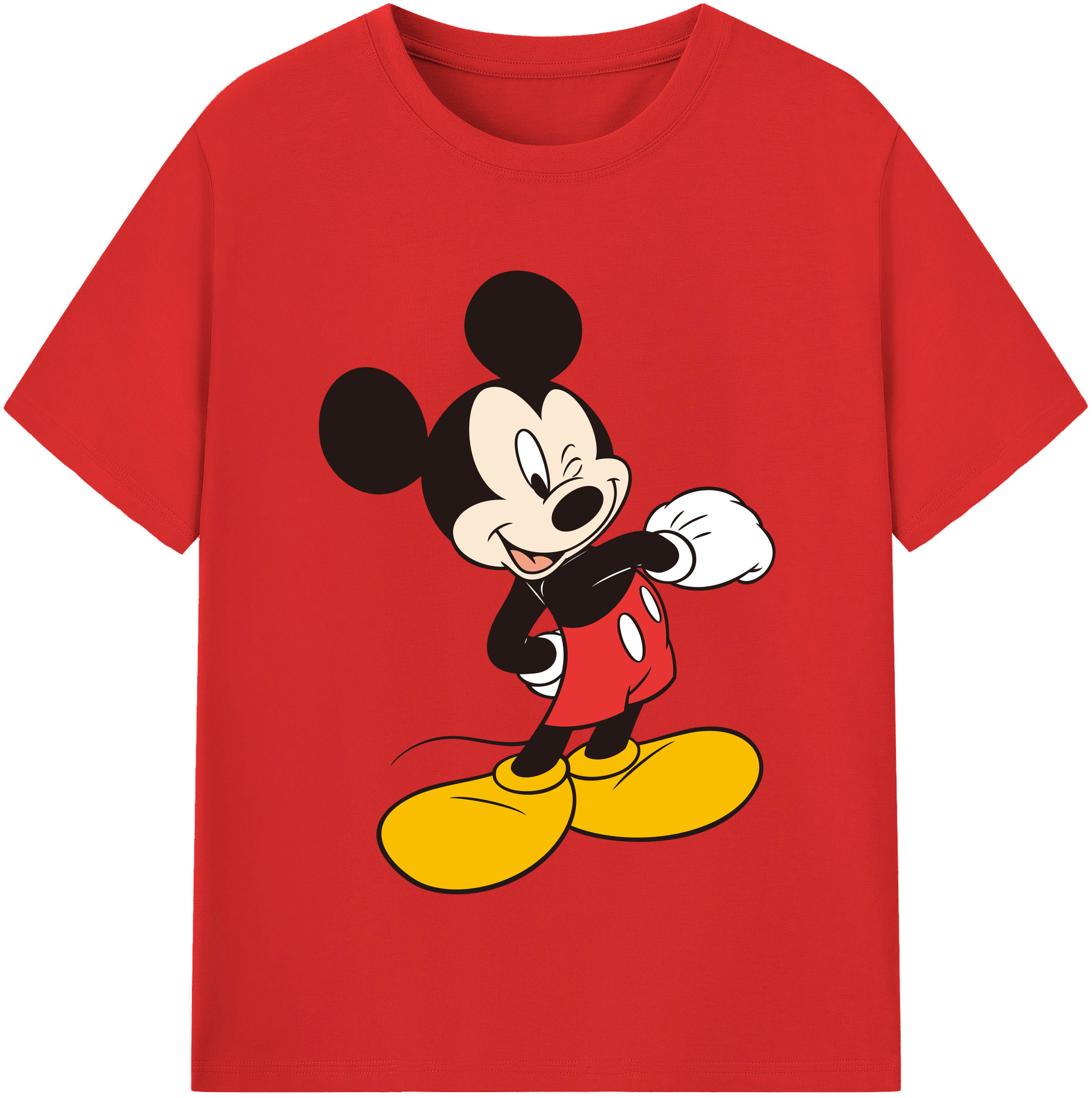 （画像用） ミッキーマウス Mickey Mouse レディースカジュアルプリントTシャツ（綿100％）